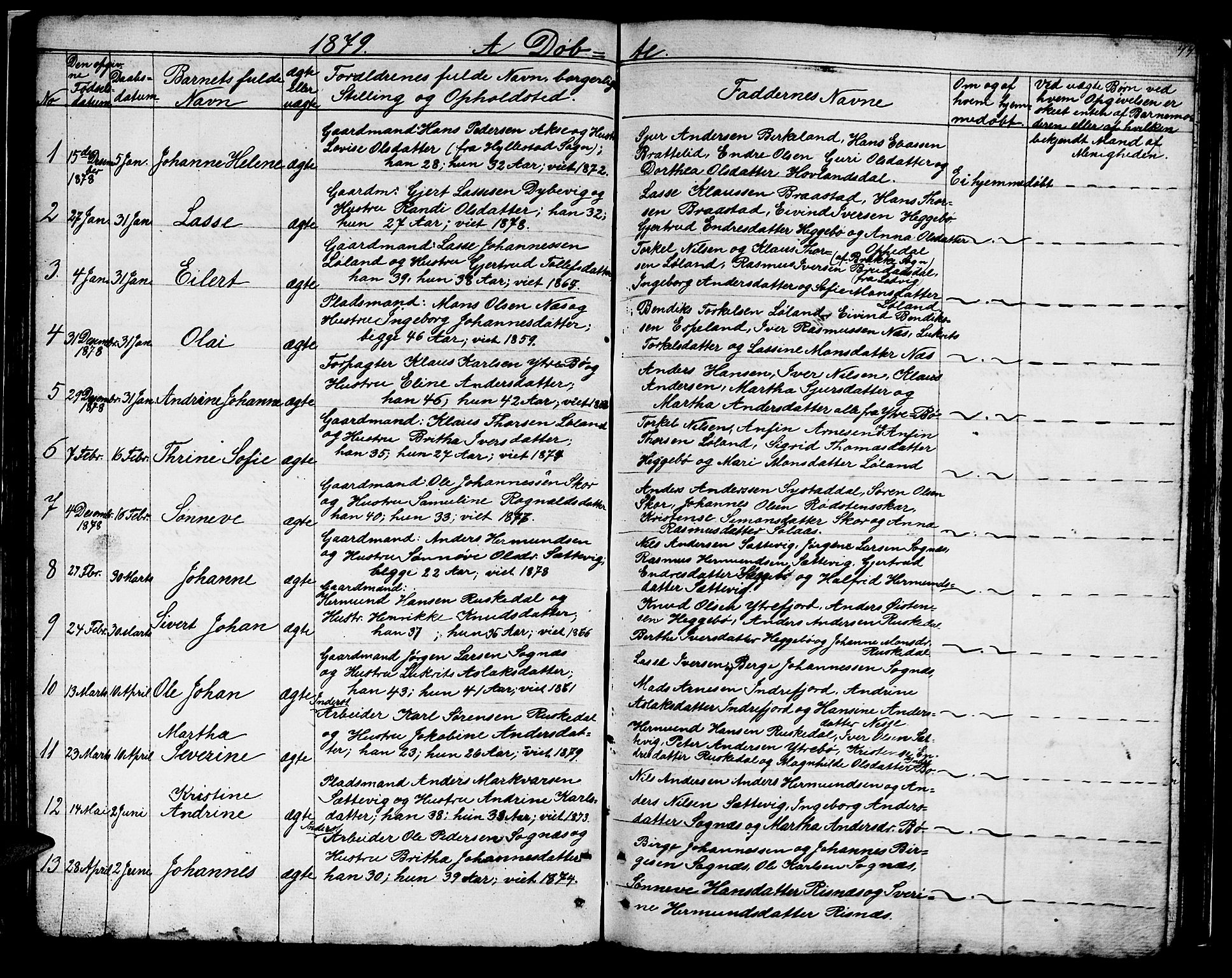 Hyllestad sokneprestembete, SAB/A-80401: Parish register (copy) no. B 1, 1854-1889, p. 44