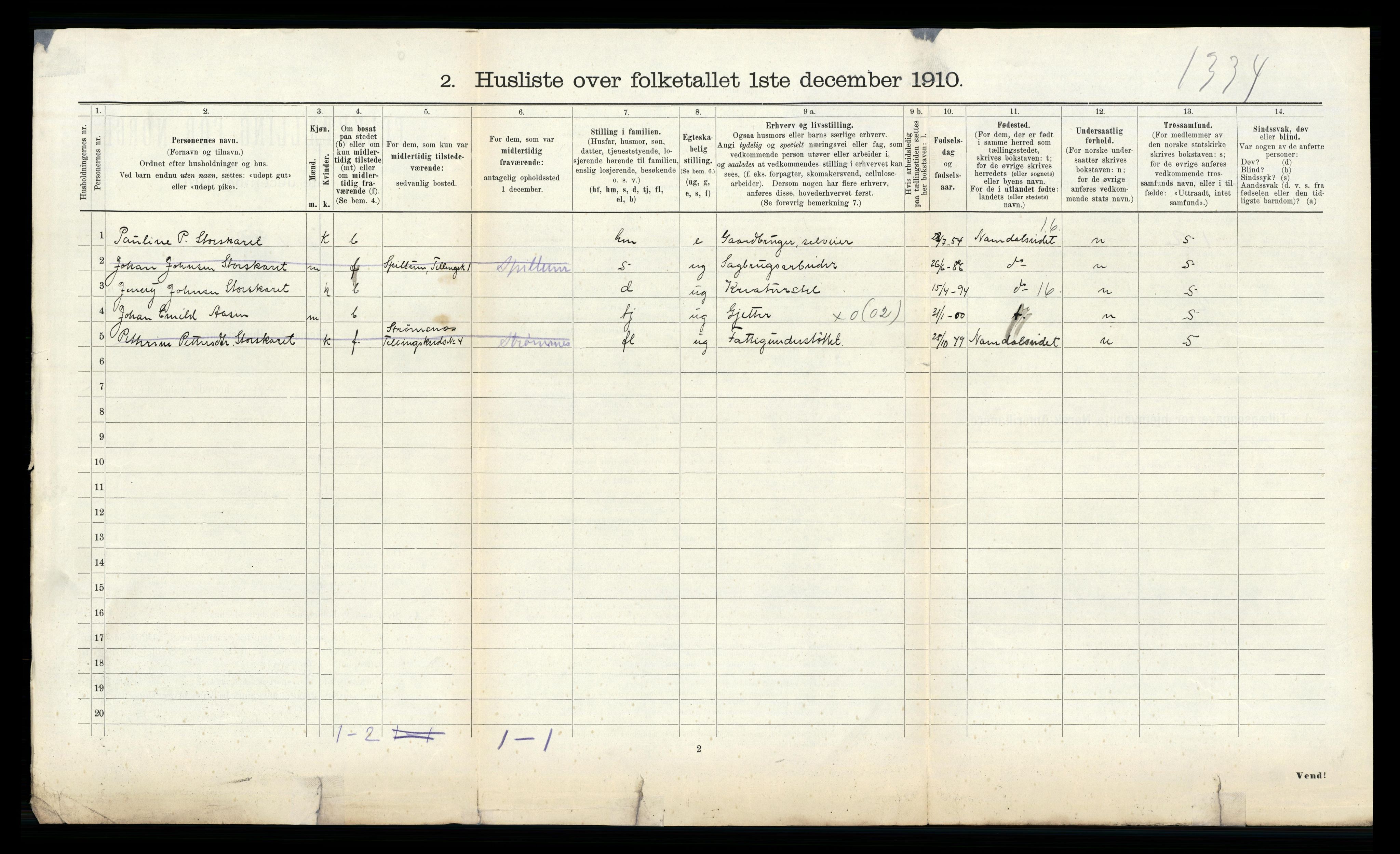 RA, 1910 census for Klinga, 1910, p. 482