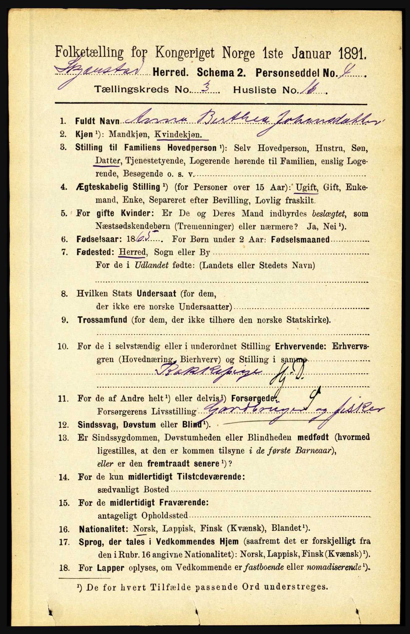 RA, 1891 census for 1842 Skjerstad, 1891, p. 832