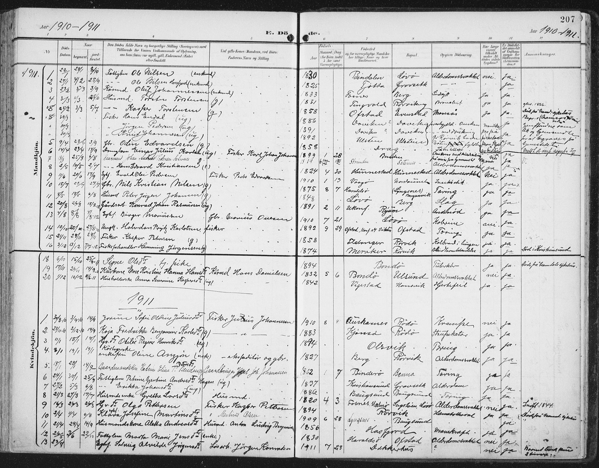 Ministerialprotokoller, klokkerbøker og fødselsregistre - Nord-Trøndelag, AV/SAT-A-1458/786/L0688: Parish register (official) no. 786A04, 1899-1912, p. 207