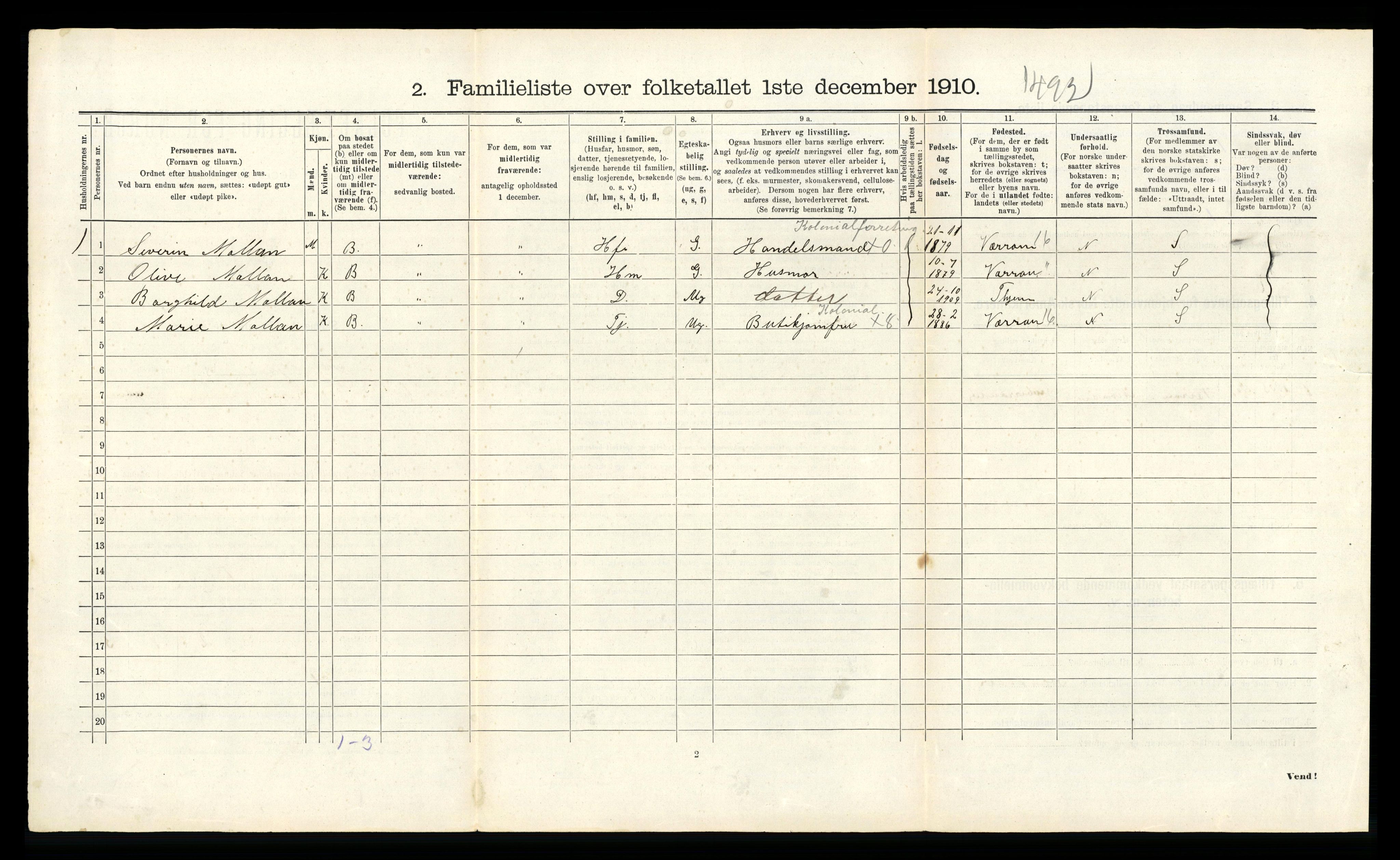 RA, 1910 census for Trondheim, 1910, p. 14344