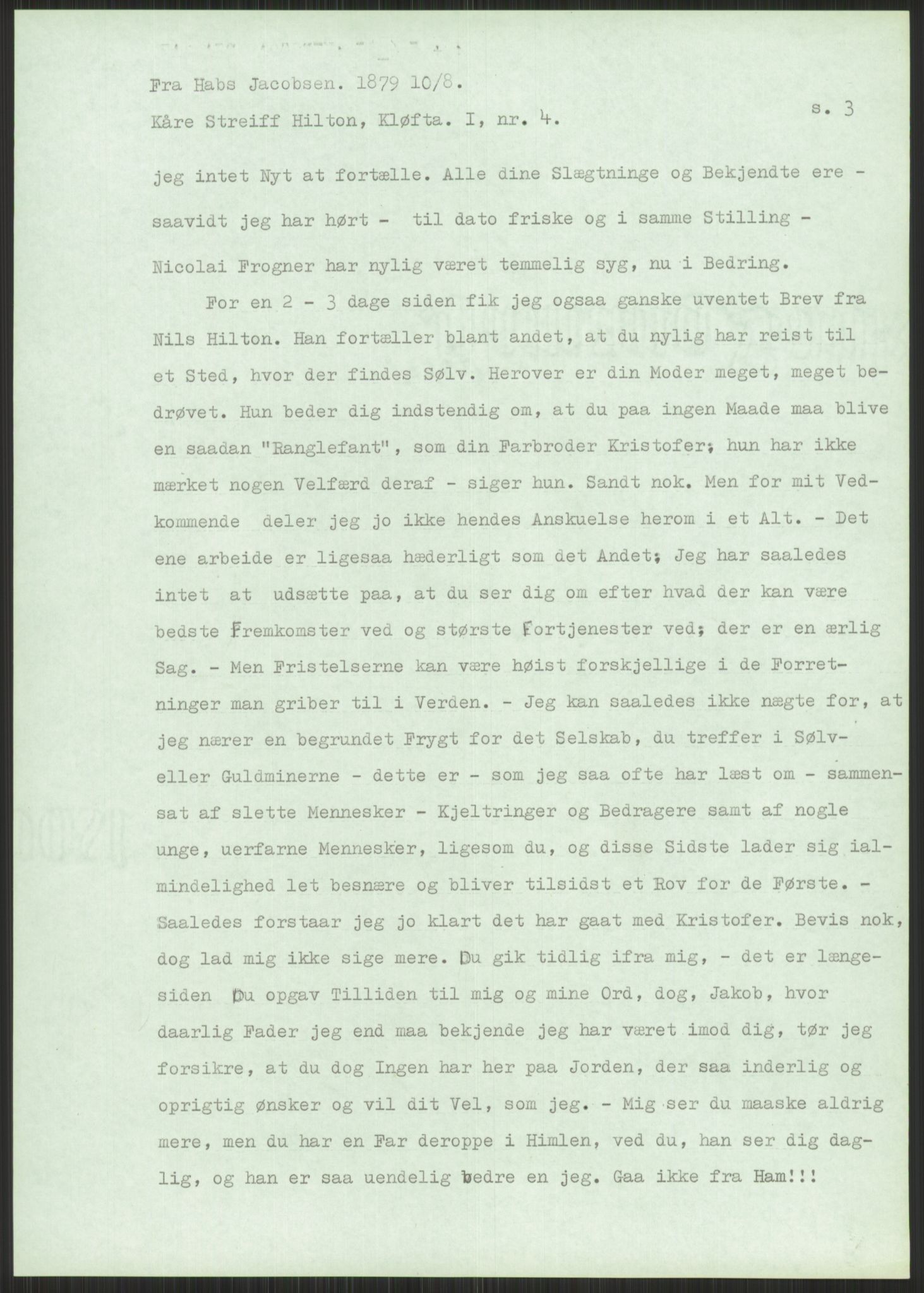 Samlinger til kildeutgivelse, Amerikabrevene, AV/RA-EA-4057/F/L0006: Innlån fra Akershus: Hilton - Solem, 1838-1914, p. 43