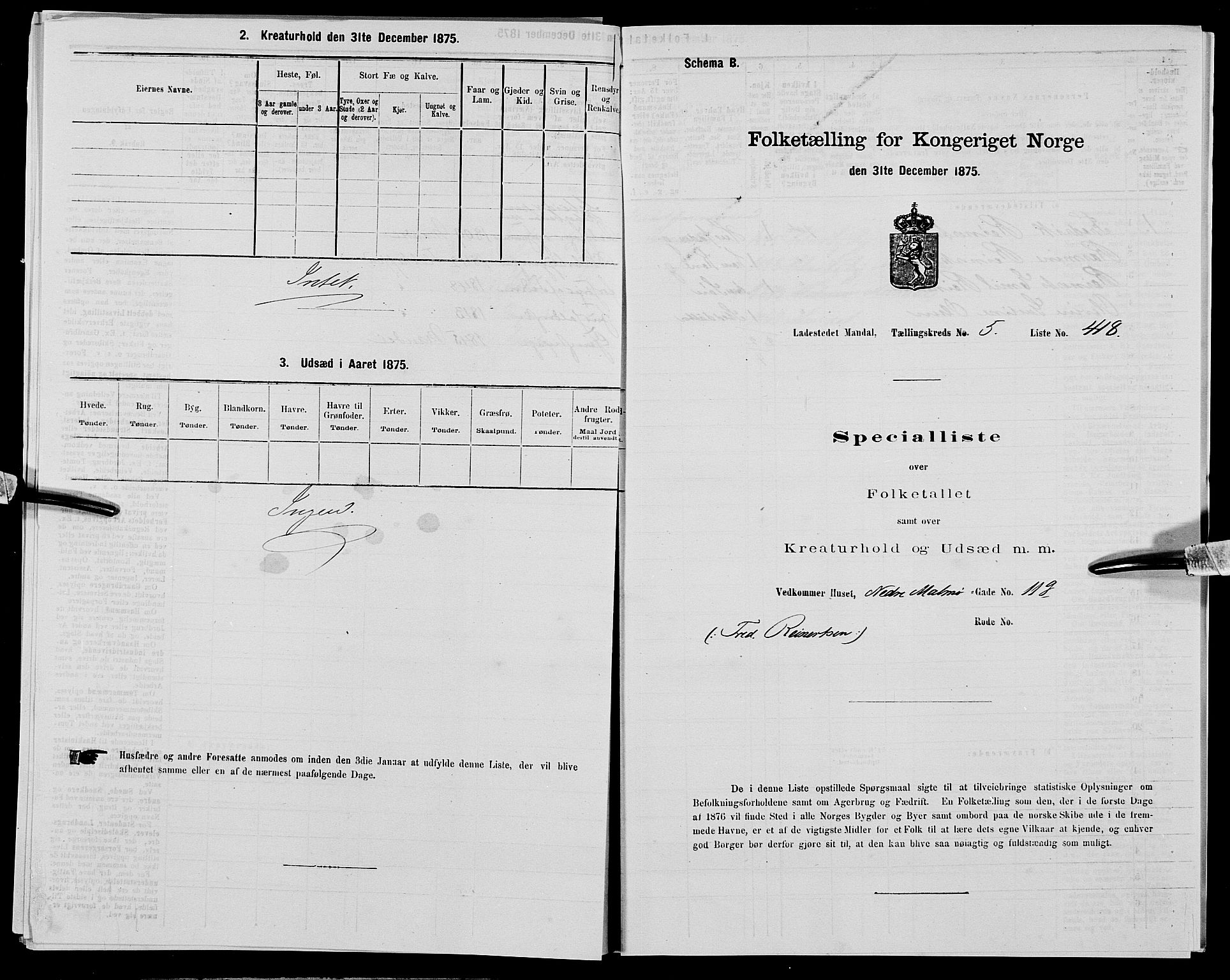 SAK, 1875 census for 1002B Mandal/Mandal, 1875, p. 877