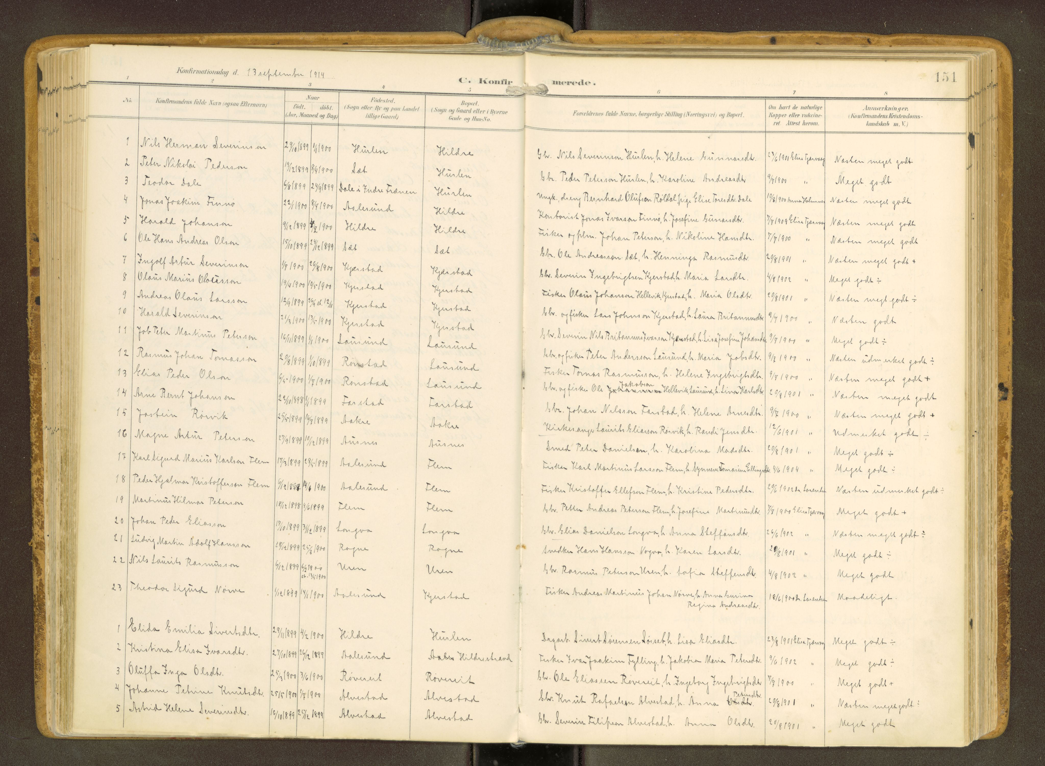 Ministerialprotokoller, klokkerbøker og fødselsregistre - Møre og Romsdal, SAT/A-1454/536/L0517: Parish register (official) no. 536A--, 1897-1917, p. 151