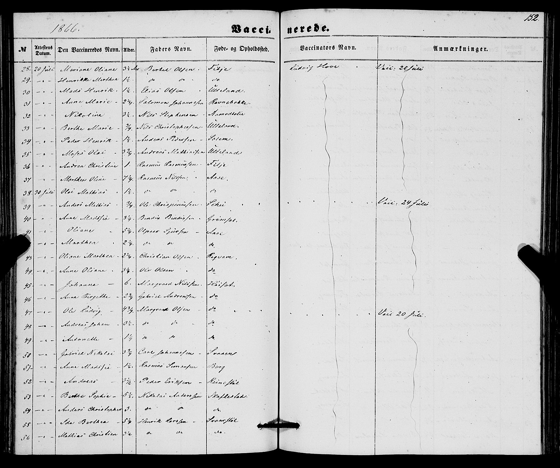 Førde sokneprestembete, SAB/A-79901/H/Haa/Haaa/L0010: Parish register (official) no. A 10, 1861-1876, p. 152