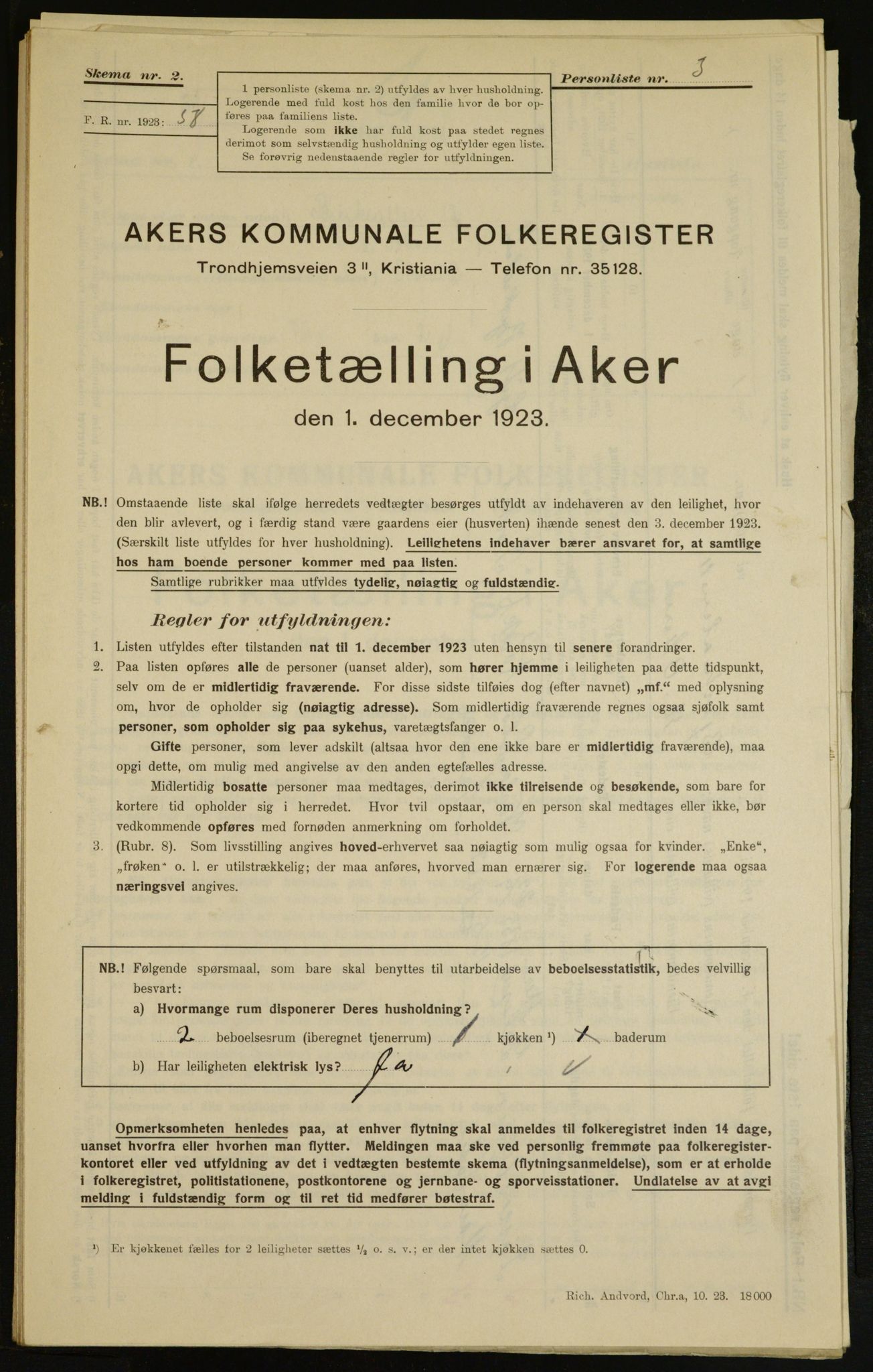 , Municipal Census 1923 for Aker, 1923, p. 7796