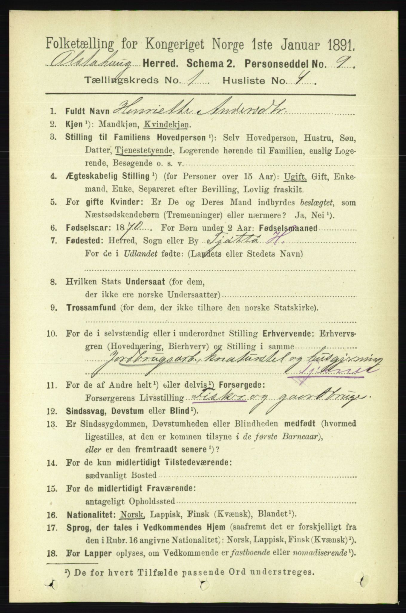 RA, 1891 census for 1820 Alstahaug, 1891, p. 112