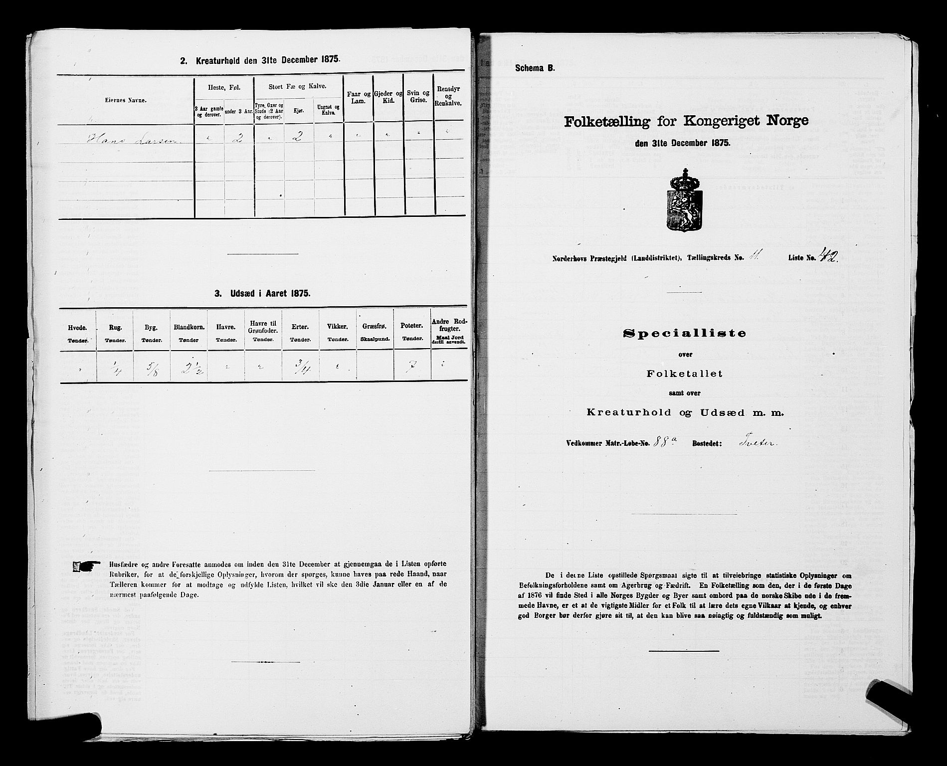 SAKO, 1875 census for 0613L Norderhov/Norderhov, Haug og Lunder, 1875, p. 2245