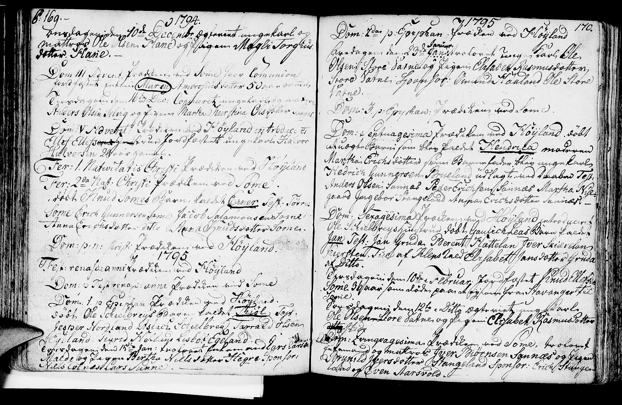 Høyland sokneprestkontor, SAST/A-101799/001/30BA/L0004: Parish register (official) no. A 4, 1784-1803, p. 169-170