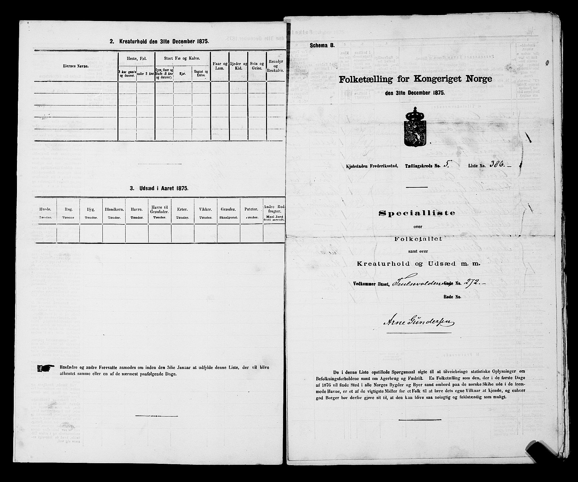 RA, 1875 census for 0103B Fredrikstad/Fredrikstad, 1875, p. 907