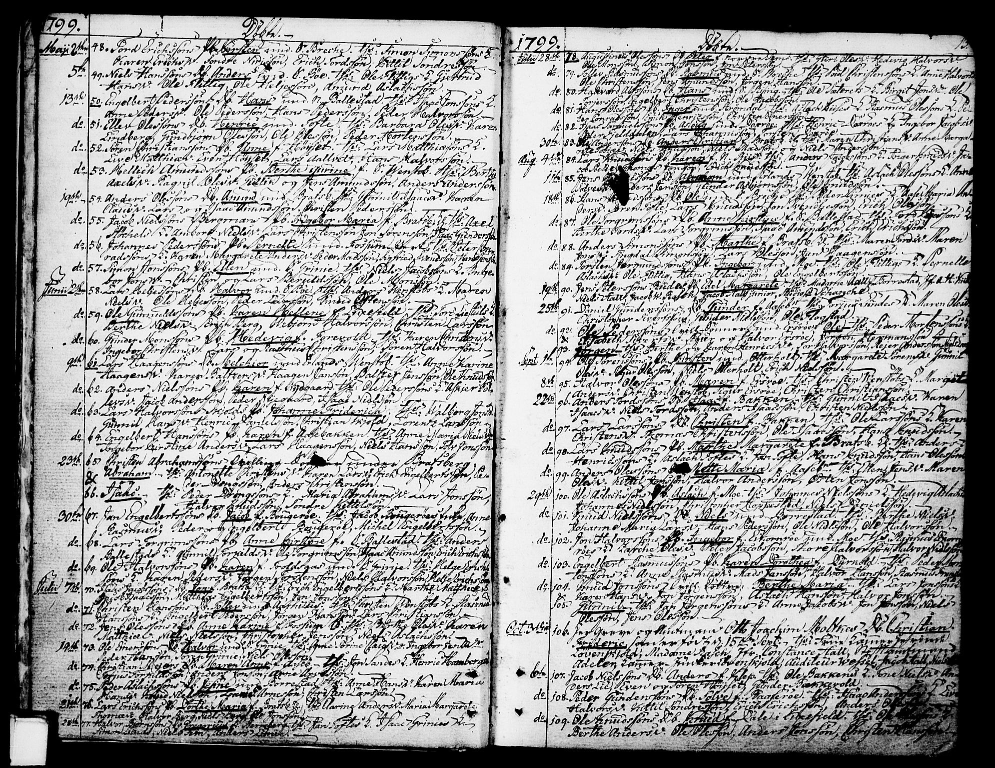 Gjerpen kirkebøker, SAKO/A-265/F/Fa/L0003: Parish register (official) no. I 3, 1796-1814, p. 13