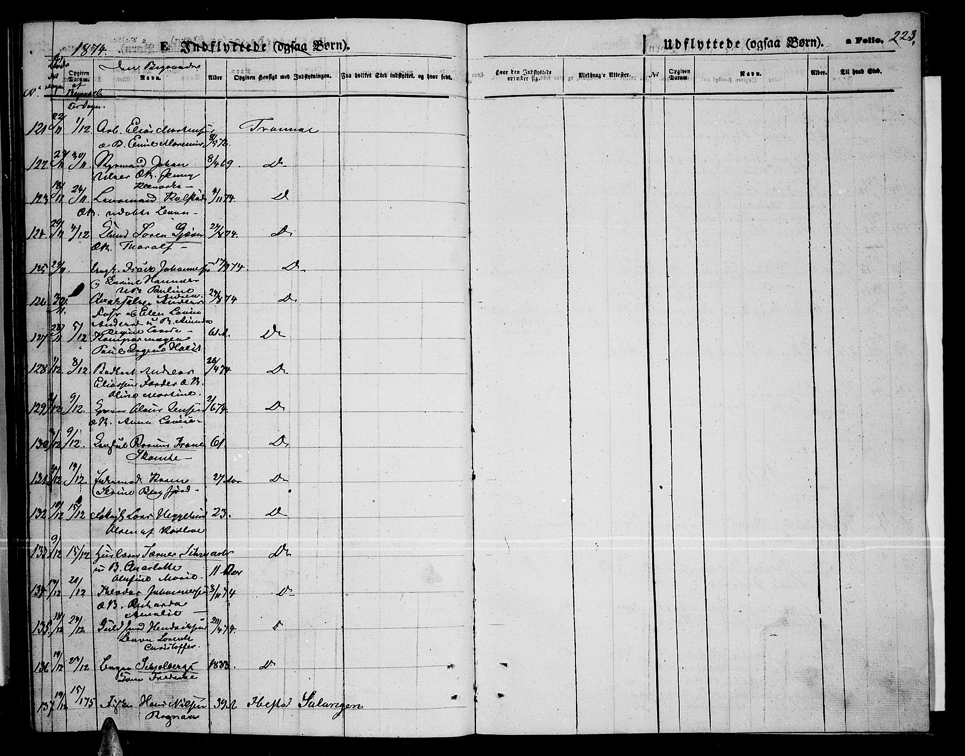 Tromsø sokneprestkontor/stiftsprosti/domprosti, AV/SATØ-S-1343/G/Gb/L0007klokker: Parish register (copy) no. 7, 1867-1875, p. 223