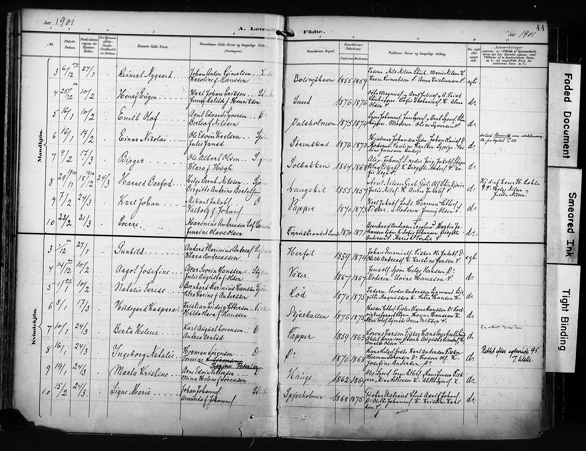 Hvaler prestekontor Kirkebøker, AV/SAO-A-2001/F/Fa/L0009: Parish register (official) no. I 9, 1895-1906, p. 44