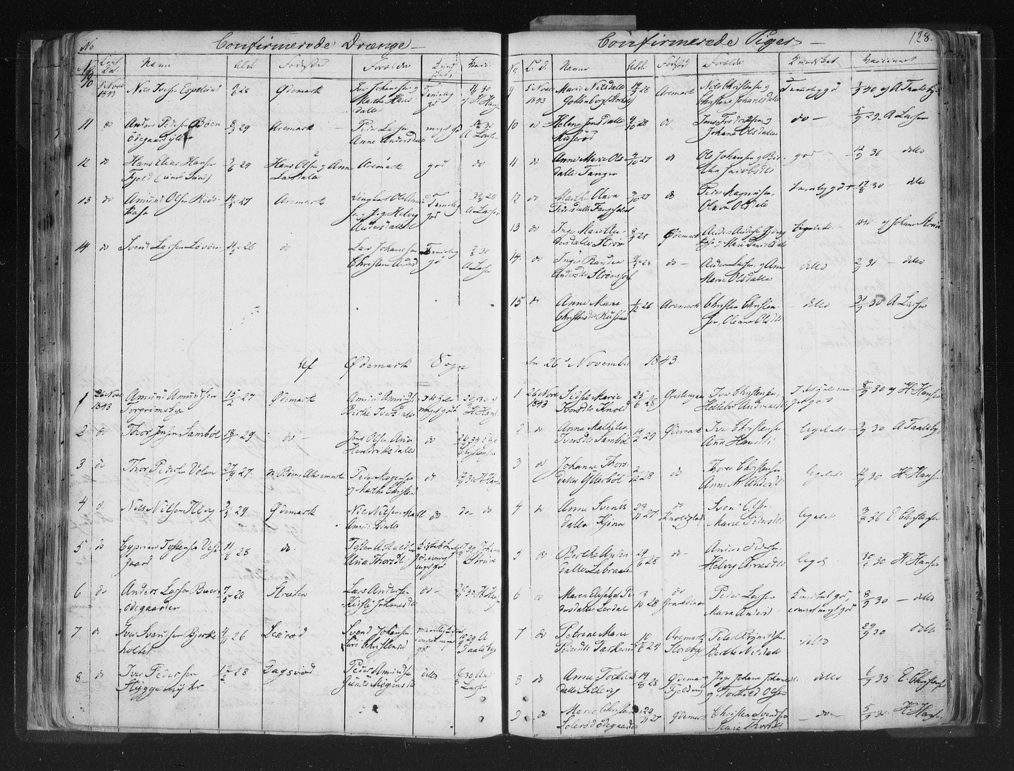 Aremark prestekontor Kirkebøker, AV/SAO-A-10899/F/Fc/L0002: Parish register (official) no. III 2, 1834-1849, p. 128