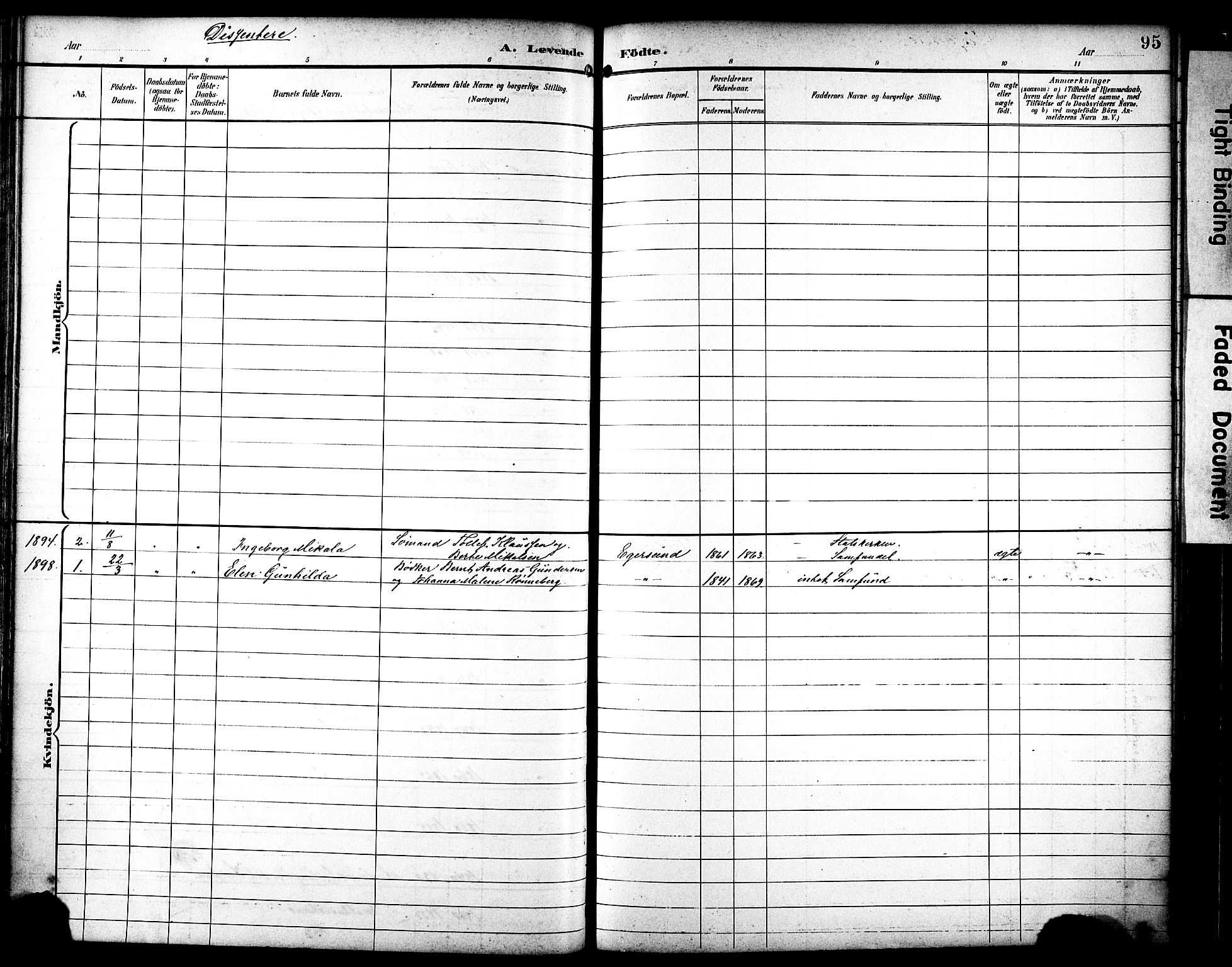 Eigersund sokneprestkontor, AV/SAST-A-101807/S08/L0019: Parish register (official) no. A 18, 1892-1905, p. 95