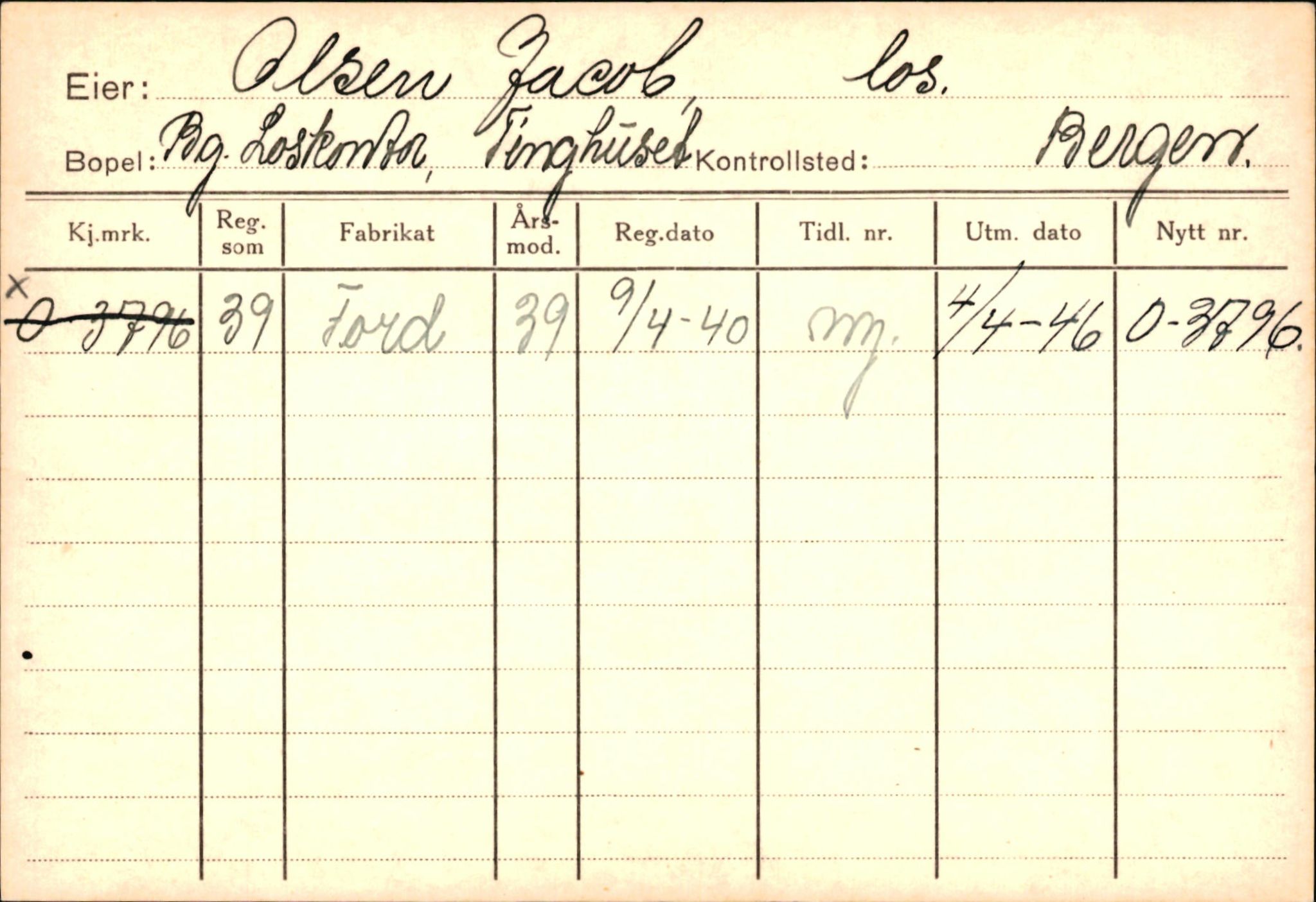 Statens vegvesen, Hordaland vegkontor, AV/SAB-A-5201/2/Hb/L0027: O-eierkort O-P, 1920-1971, p. 5
