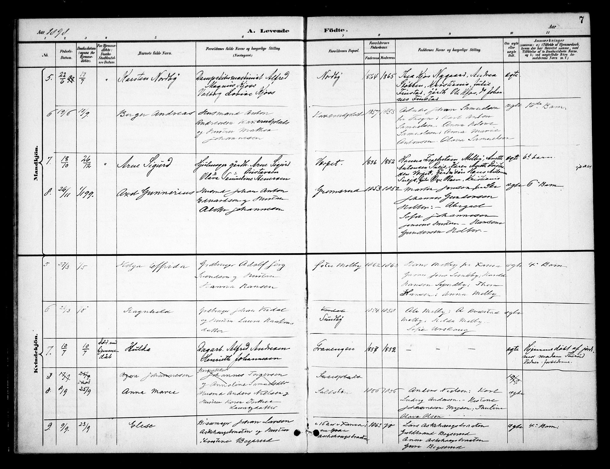 Ås prestekontor Kirkebøker, AV/SAO-A-10894/F/Fb/L0002: Parish register (official) no. II 2, 1895-1916, p. 7