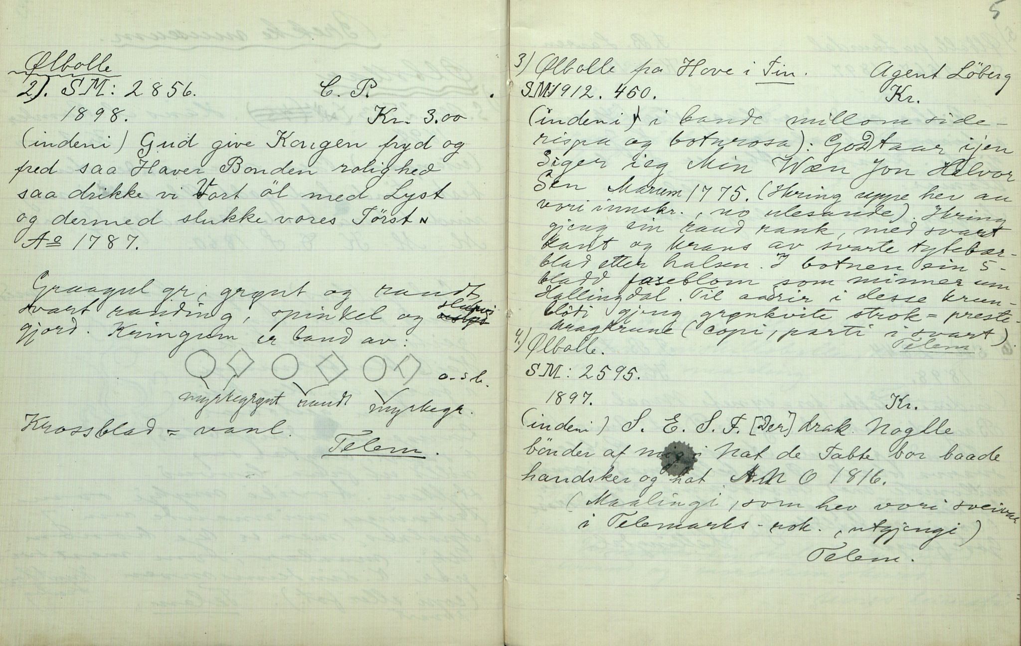 Rikard Berge, TEMU/TGM-A-1003/F/L0007/0047: 251-299 / 297 Registrering av ymse gjenstandar på Brekke museum, 1916-1935, p. 4-5