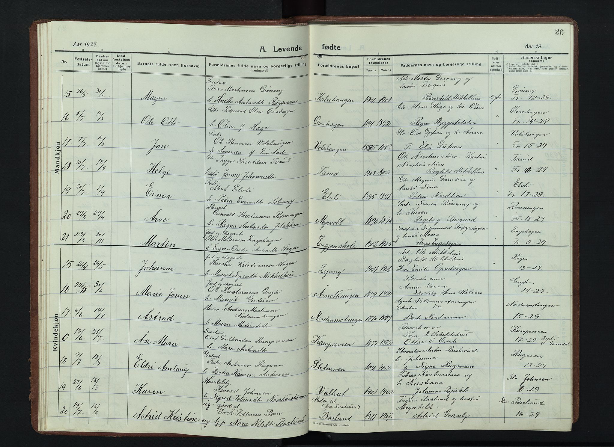 Østre Gausdal prestekontor, AV/SAH-PREST-092/H/Ha/Hab/L0006: Parish register (copy) no. 6, 1922-1945, p. 26