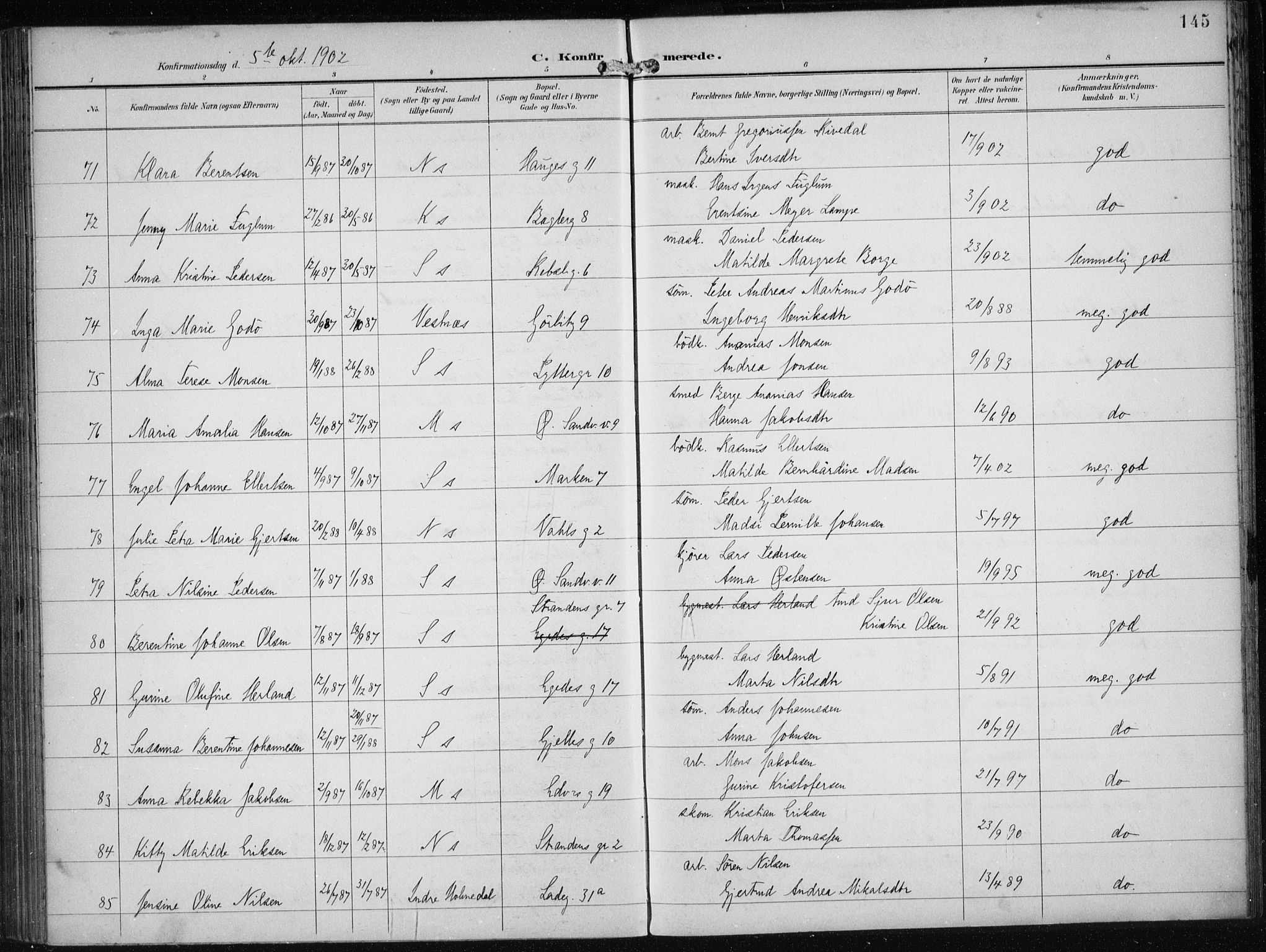 Sandviken Sokneprestembete, AV/SAB-A-77601/H/Ha/L0010: Parish register (official) no. C 1, 1895-1905, p. 145