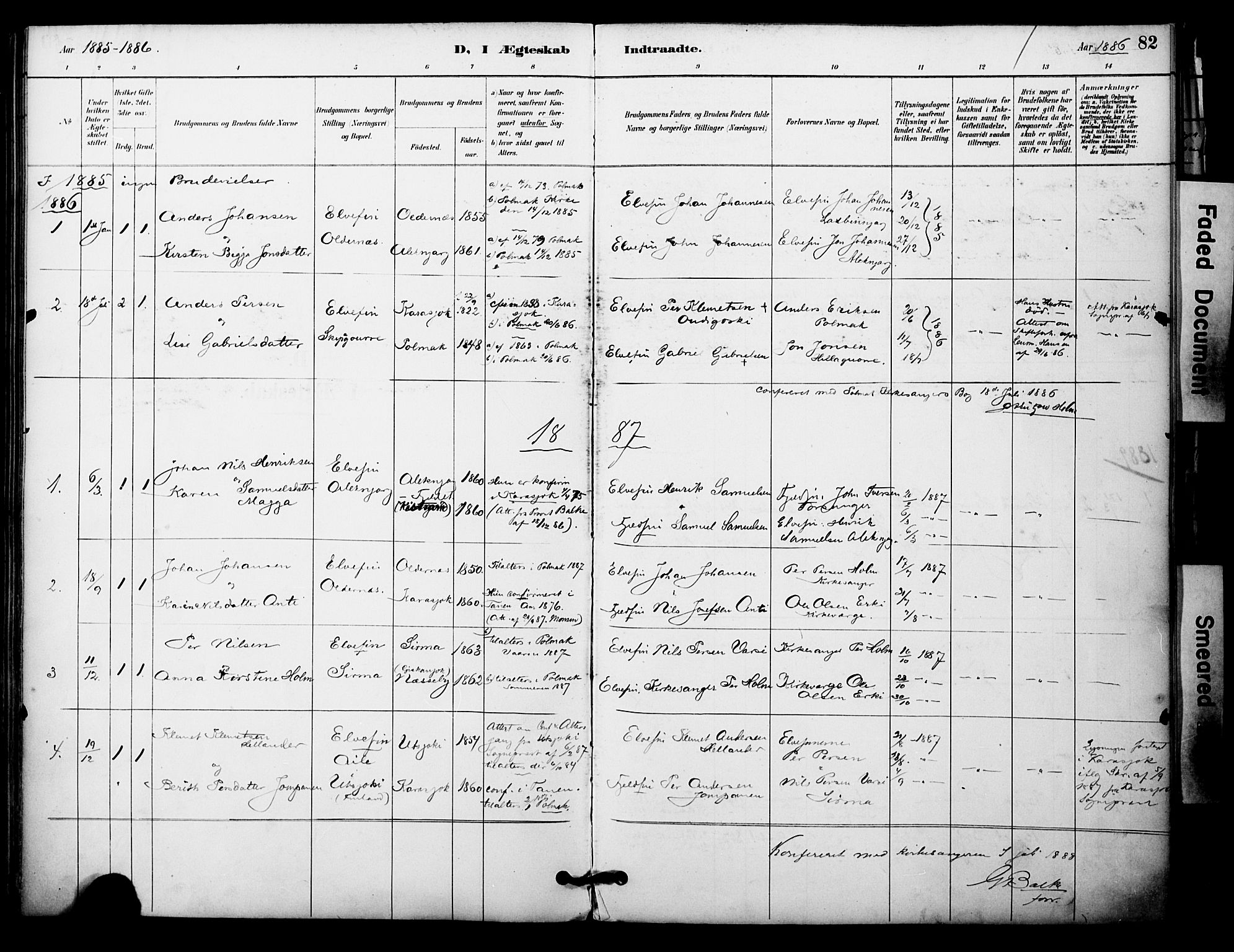 Nesseby sokneprestkontor, SATØ/S-1330/H/Ha/L0005kirke: Parish register (official) no. 5, 1885-1906, p. 82