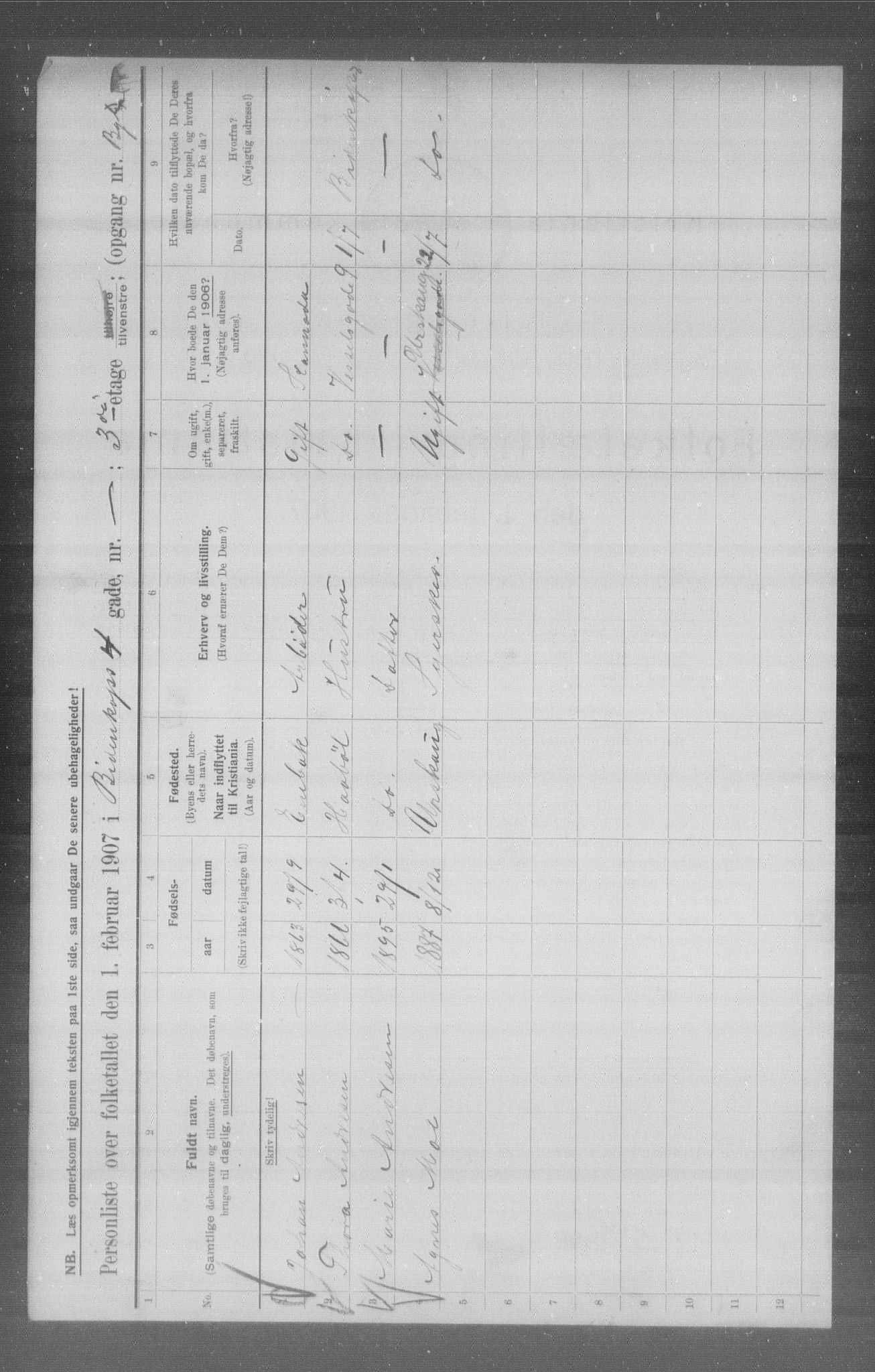 OBA, Municipal Census 1907 for Kristiania, 1907, p. 2590