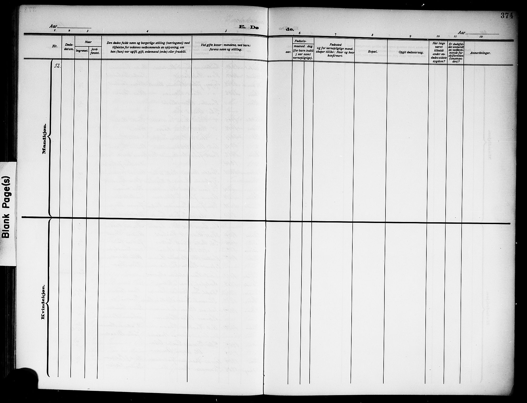 Skien kirkebøker, AV/SAKO-A-302/G/Ga/L0009: Parish register (copy) no. 9, 1910-1920, p. 374