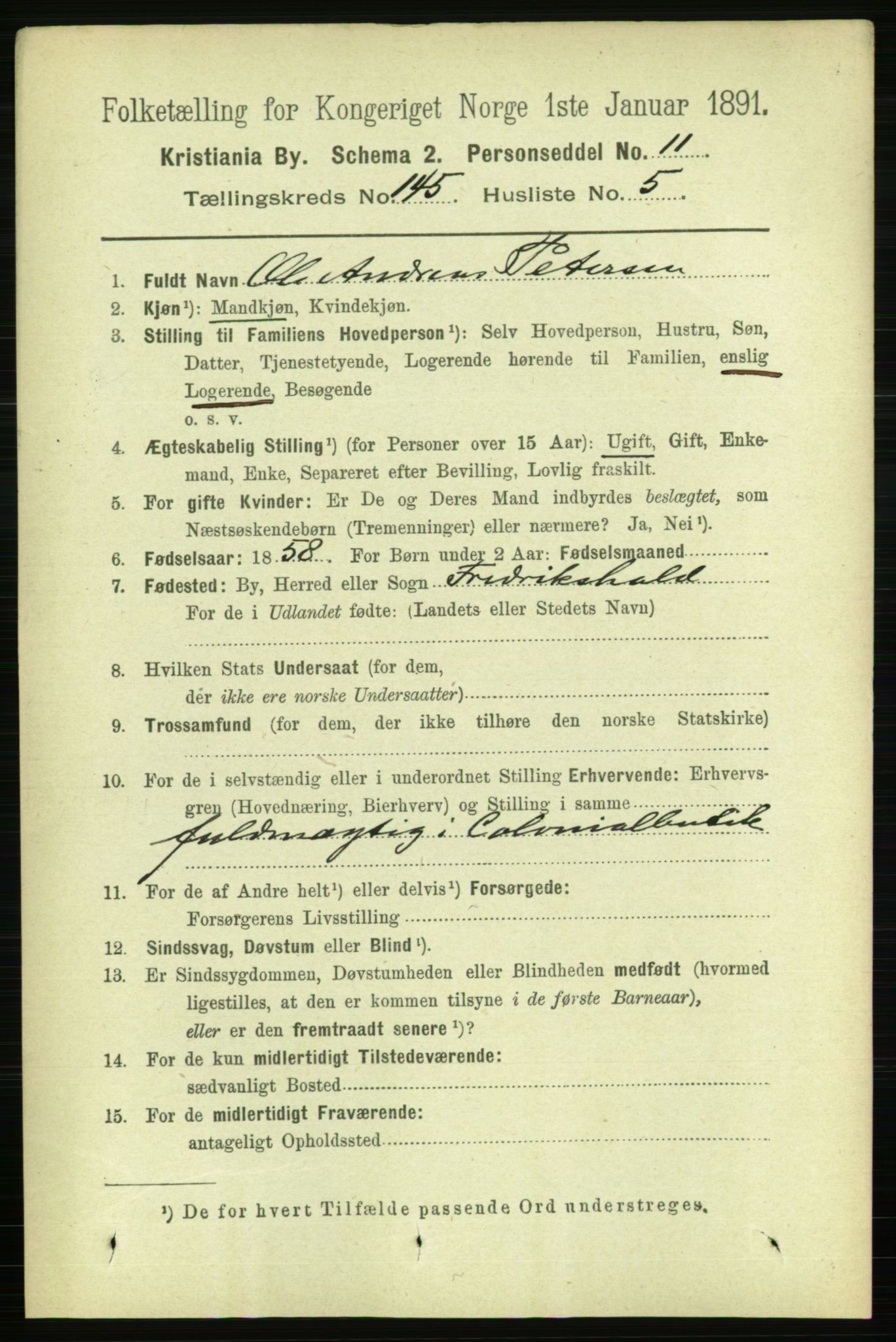 RA, 1891 census for 0301 Kristiania, 1891, p. 79484
