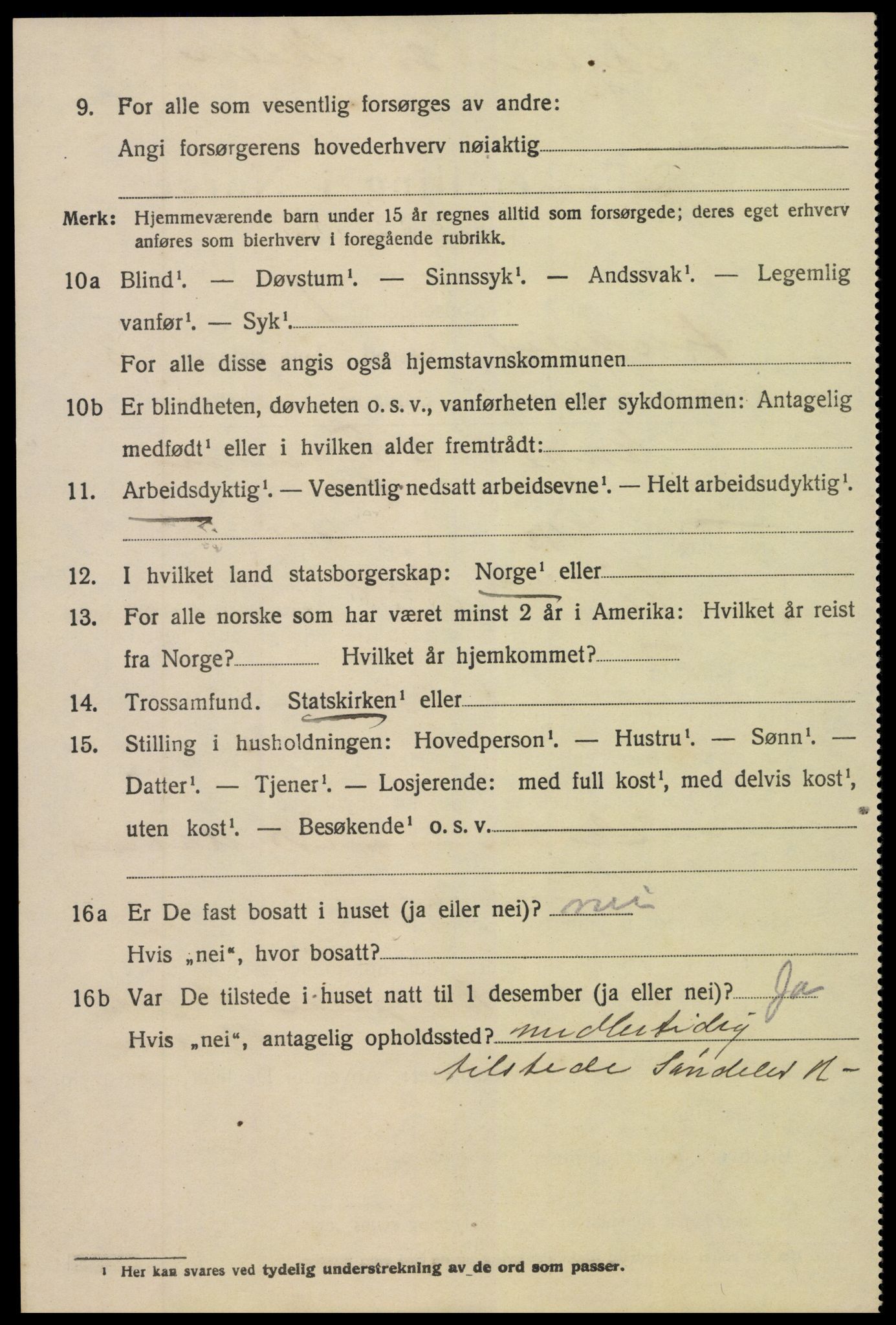 SAK, 1920 census for Søndeled, 1920, p. 2550