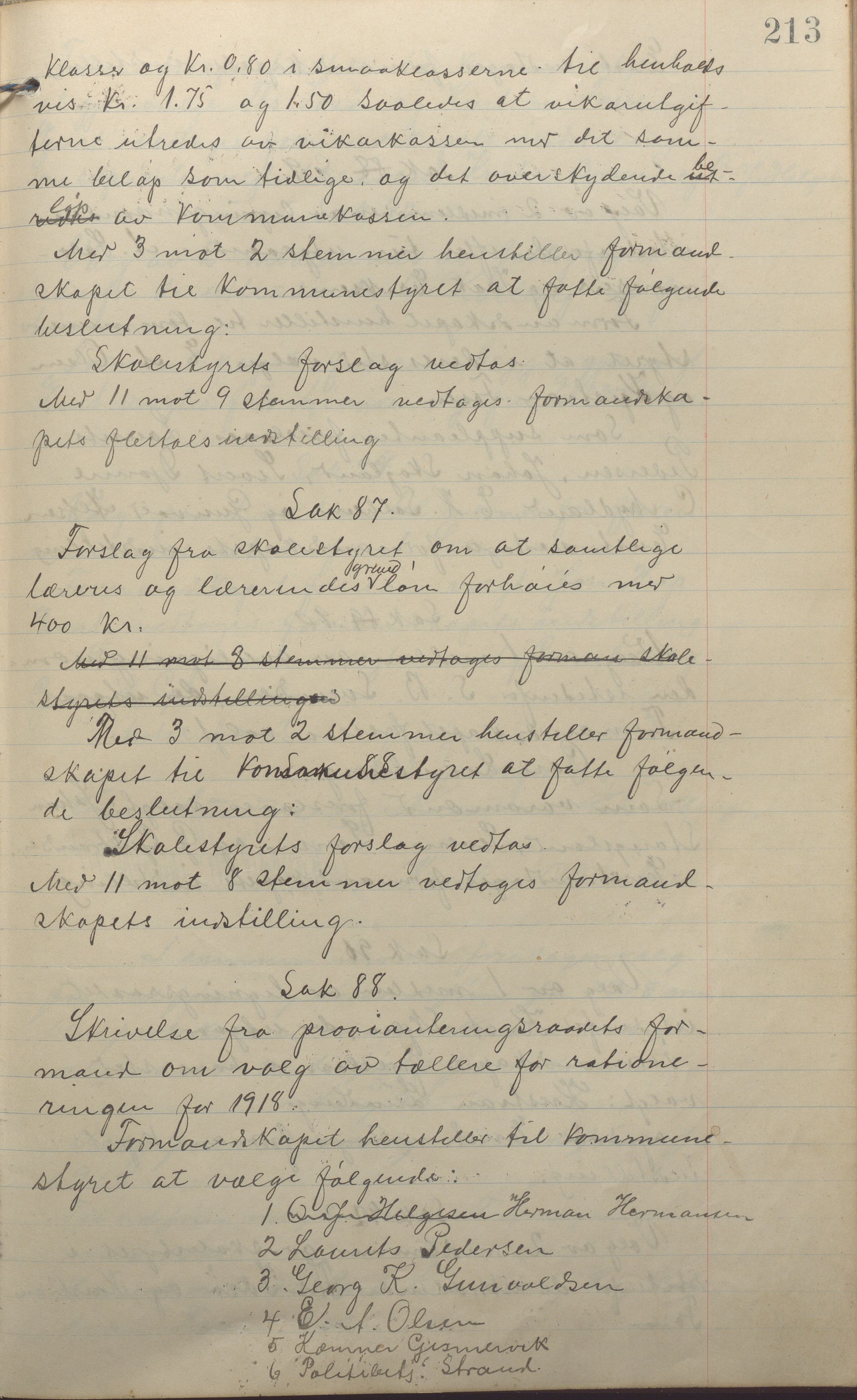 Kopervik Kommune - Formannskapet og Bystyret, IKAR/K-102468/A/Aa/L0004: Møtebok, 1912-1919, p. 213a