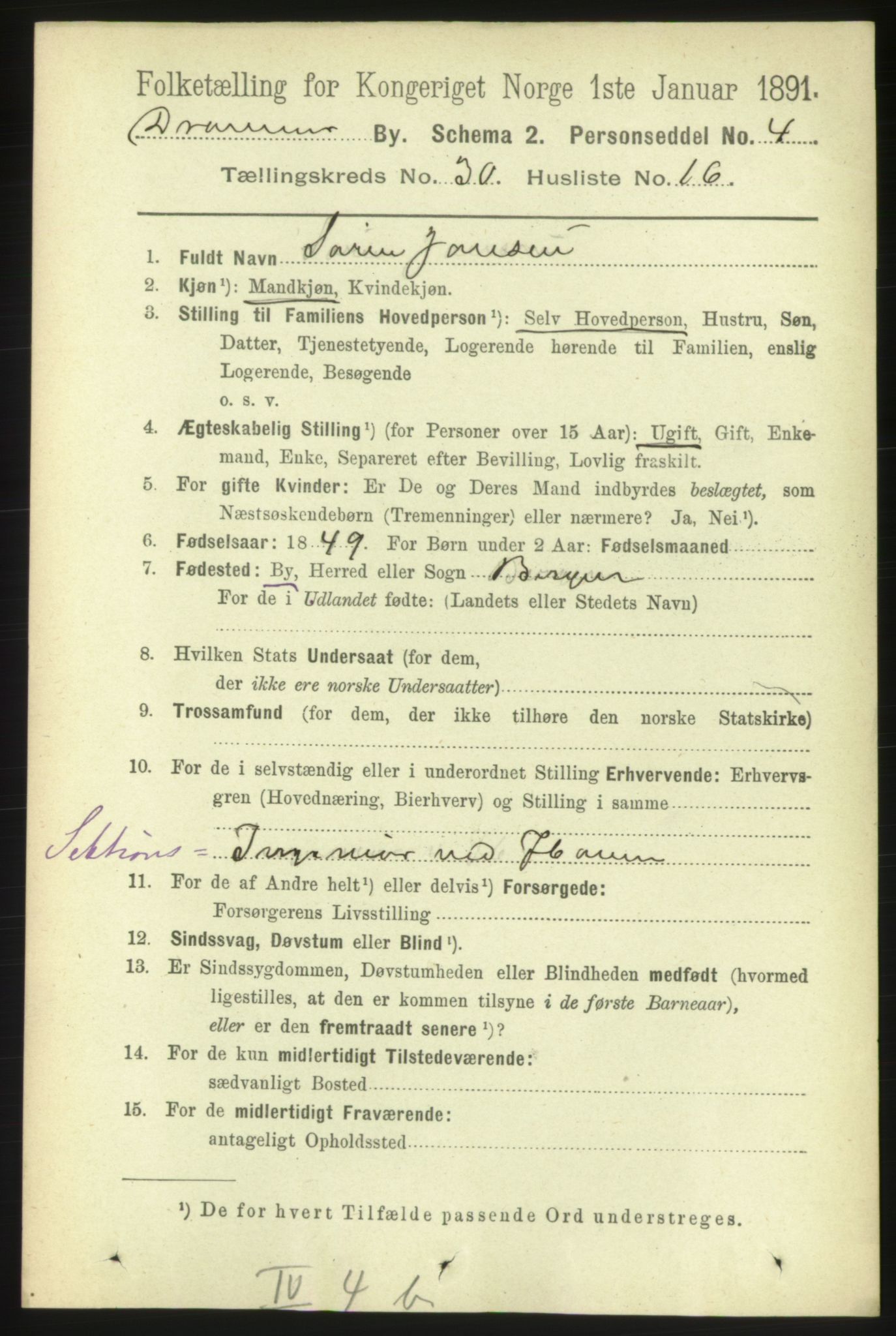 RA, 1891 census for 0602 Drammen, 1891, p. 18319