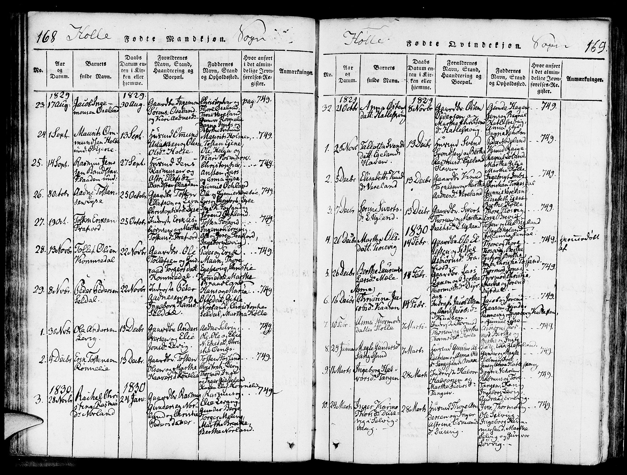 Strand sokneprestkontor, SAST/A-101828/H/Ha/Haa/L0004: Parish register (official) no. A 4 /2, 1816-1833, p. 168-169