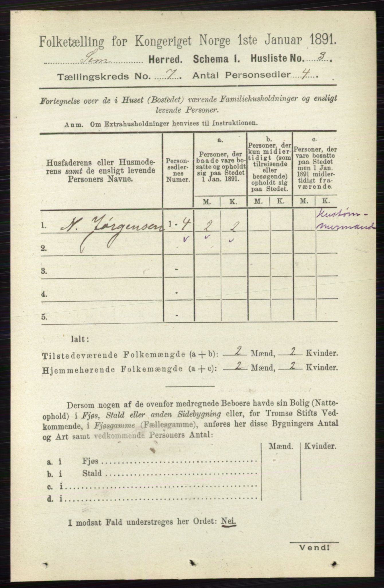 RA, 1891 census for 0721 Sem, 1891, p. 3170