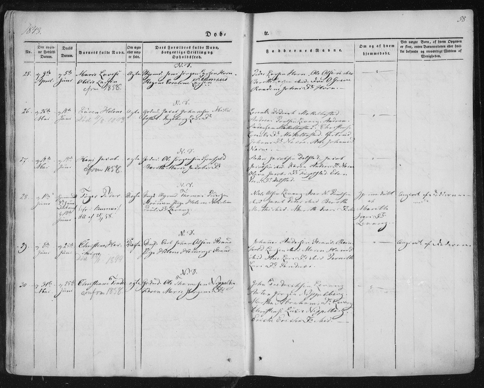 Ministerialprotokoller, klokkerbøker og fødselsregistre - Nordland, AV/SAT-A-1459/838/L0549: Parish register (official) no. 838A07, 1840-1854, p. 38