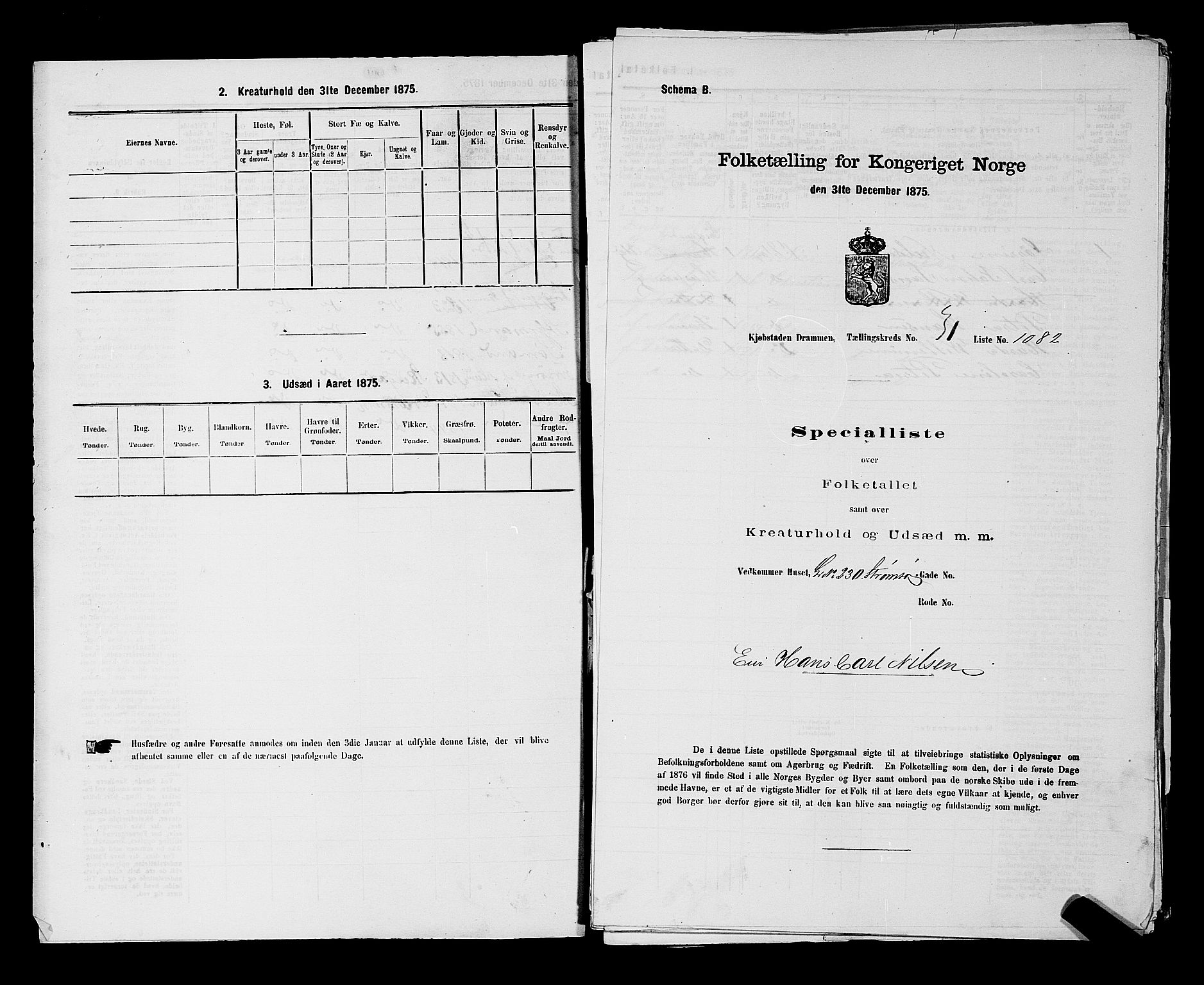 SAKO, 1875 census for 0602 Drammen, 1875, p. 2867