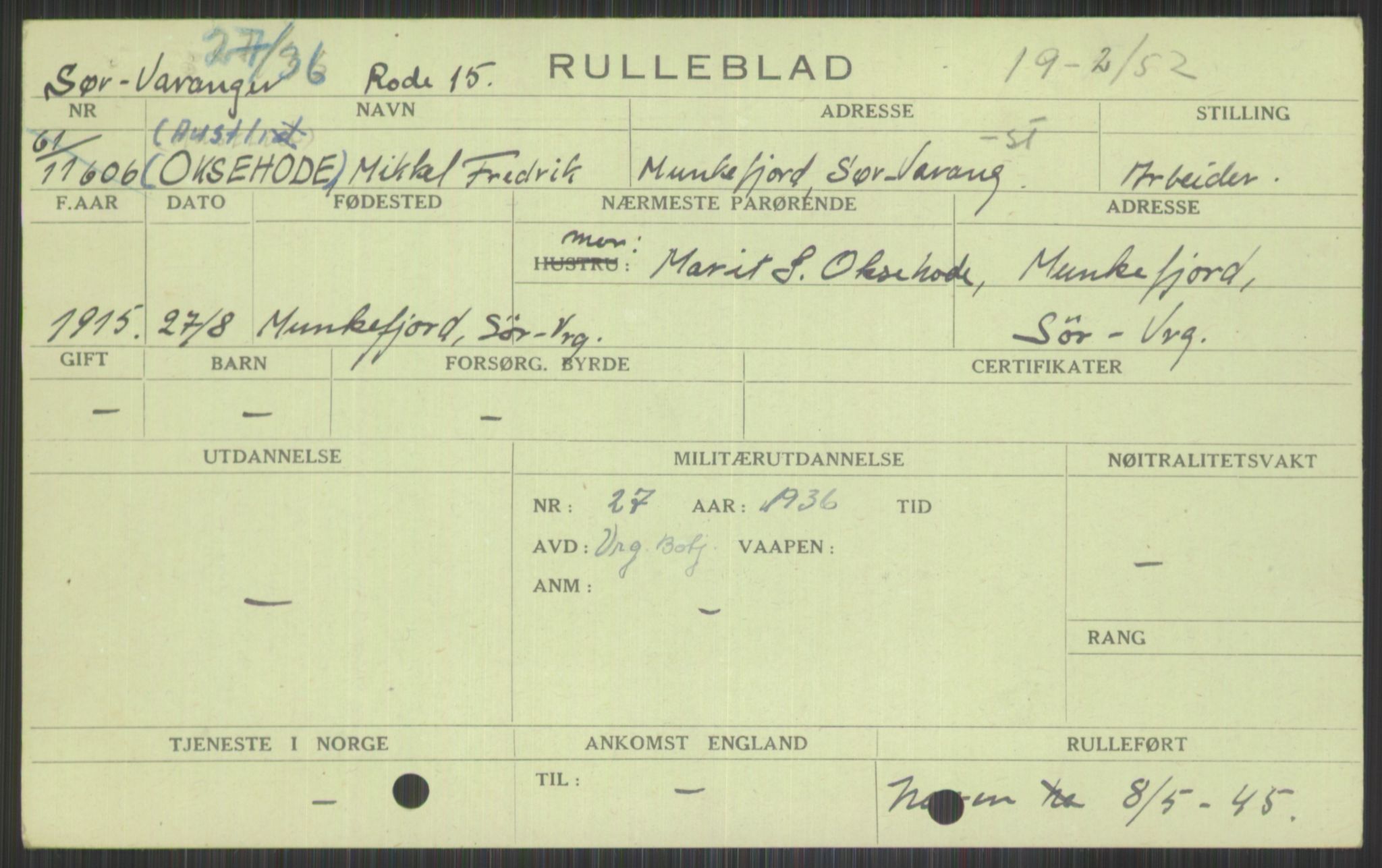 Forsvaret, Varanger bataljon, AV/RA-RAFA-2258/1/D/L0441: Rulleblad for fødte 1913-1917, 1913-1917, p. 617