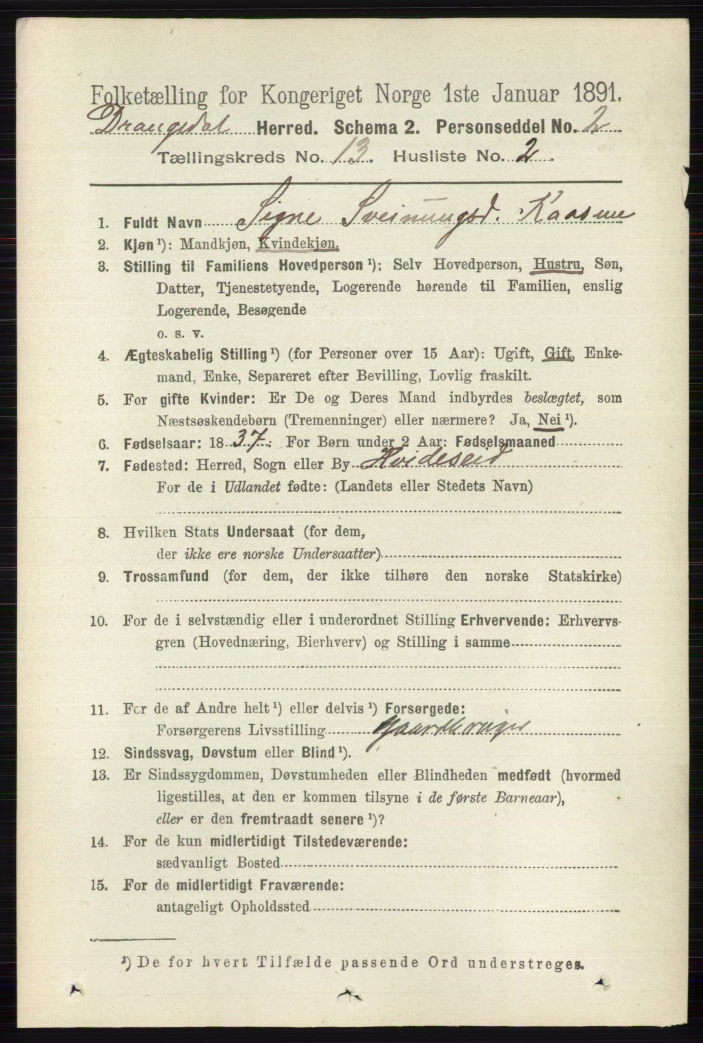 RA, 1891 census for 0817 Drangedal, 1891, p. 4712