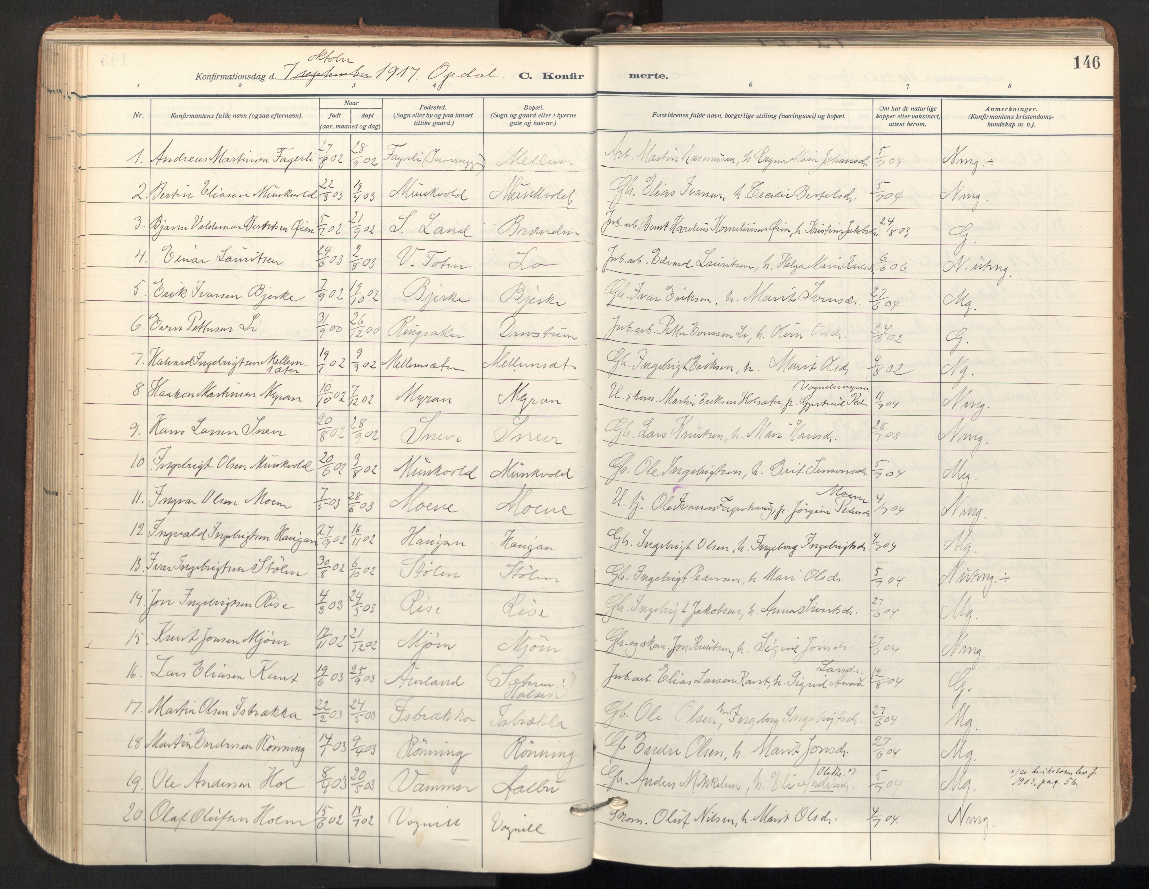Ministerialprotokoller, klokkerbøker og fødselsregistre - Sør-Trøndelag, SAT/A-1456/678/L0909: Parish register (official) no. 678A17, 1912-1930, p. 146