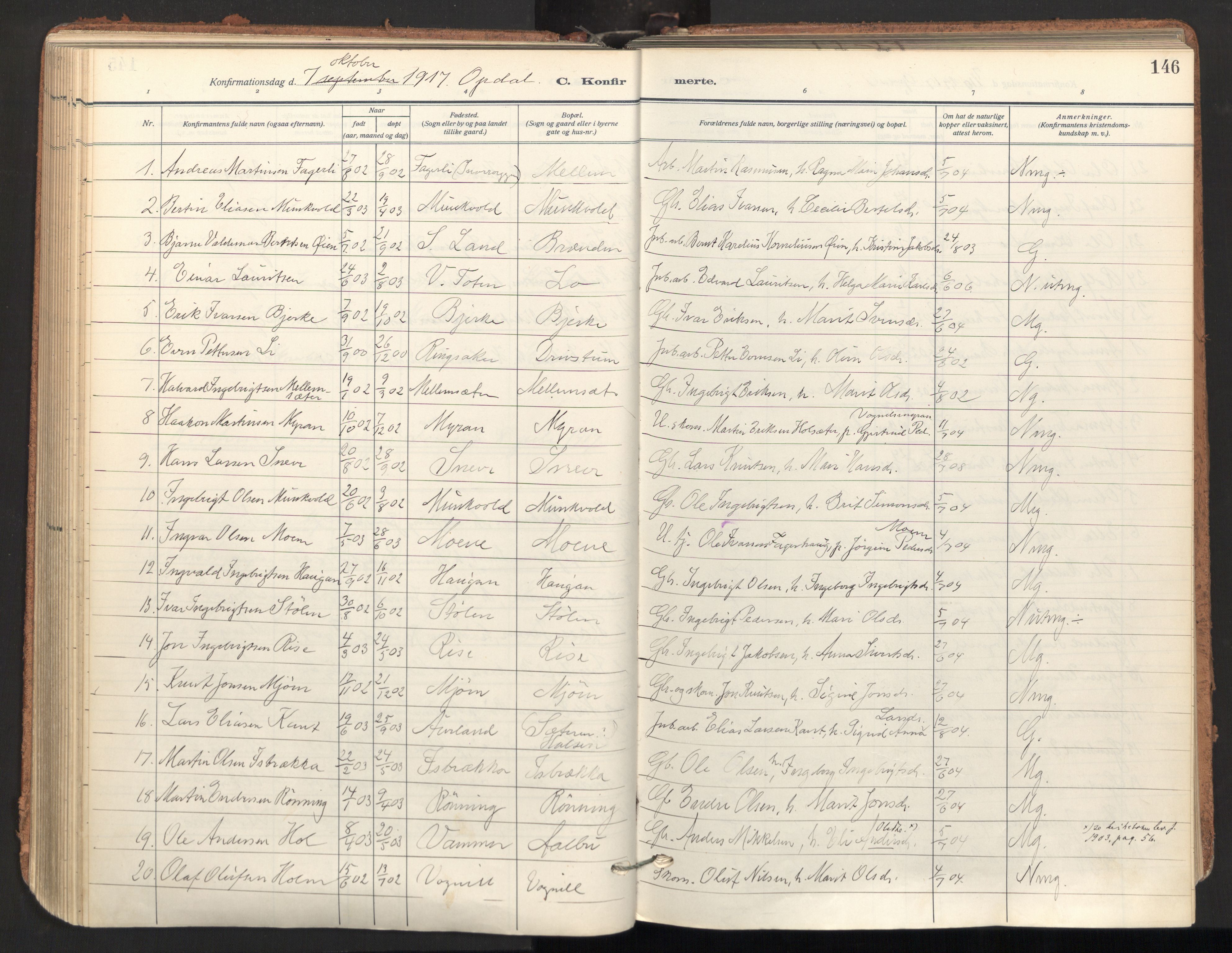 Ministerialprotokoller, klokkerbøker og fødselsregistre - Sør-Trøndelag, AV/SAT-A-1456/678/L0909: Parish register (official) no. 678A17, 1912-1930, p. 146