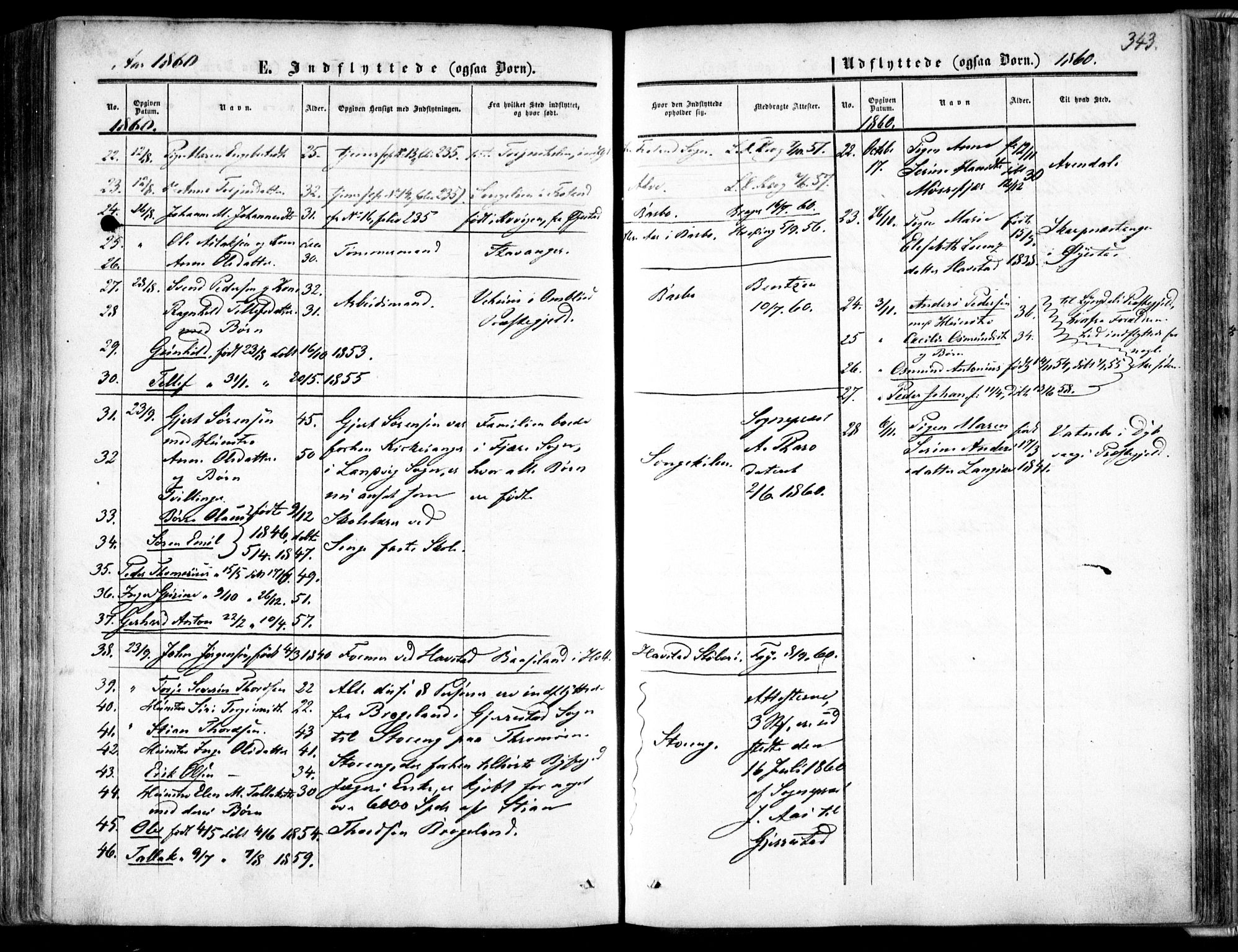 Tromøy sokneprestkontor, SAK/1111-0041/F/Fa/L0006: Parish register (official) no. A 6, 1855-1863, p. 343