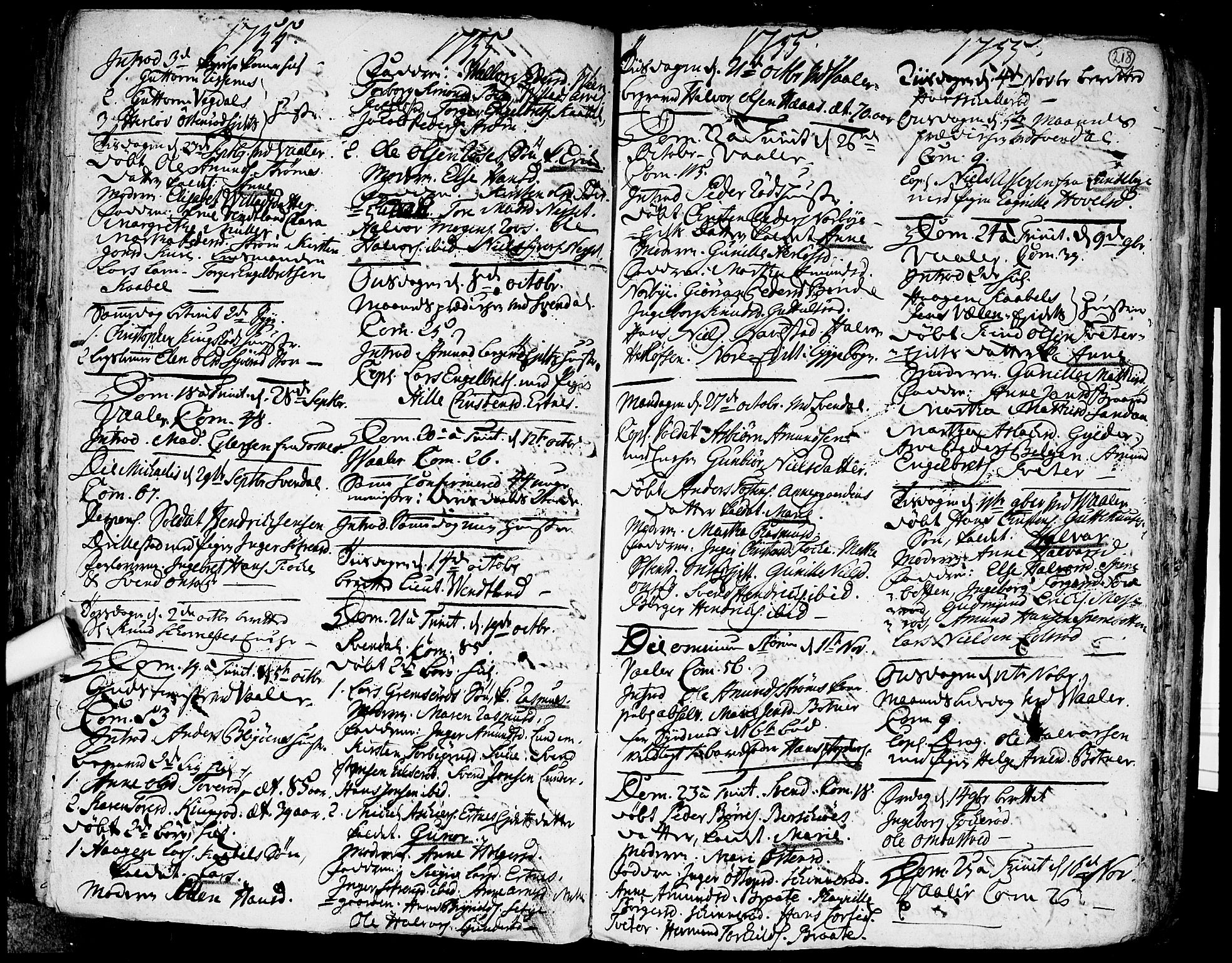 Våler prestekontor Kirkebøker, SAO/A-11083/F/Fa/L0003: Parish register (official) no. I 3, 1730-1770, p. 218