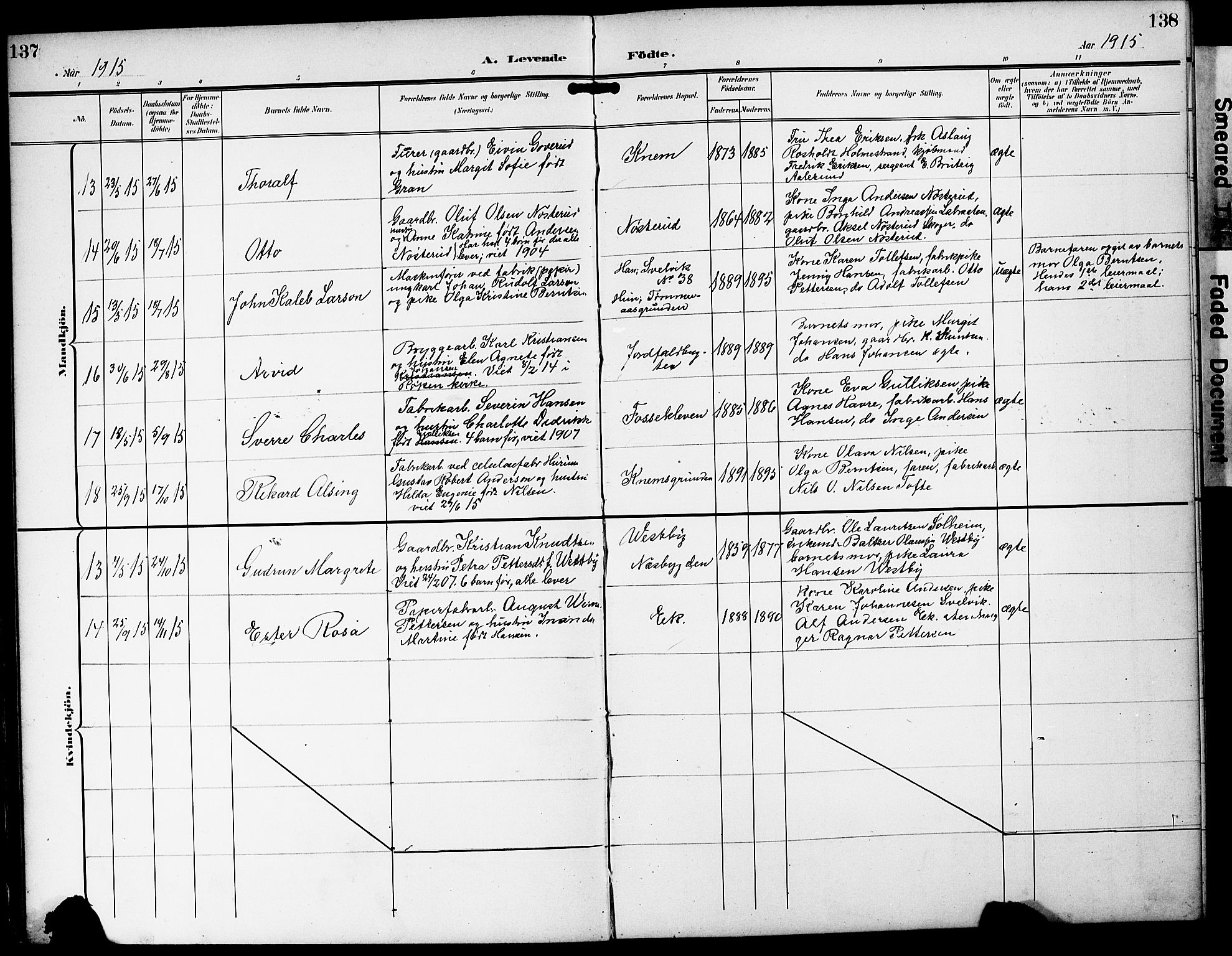 Strømm kirkebøker, AV/SAKO-A-322/G/Ga/L0004: Parish register (copy) no. I 4, 1897-1927, p. 137-138