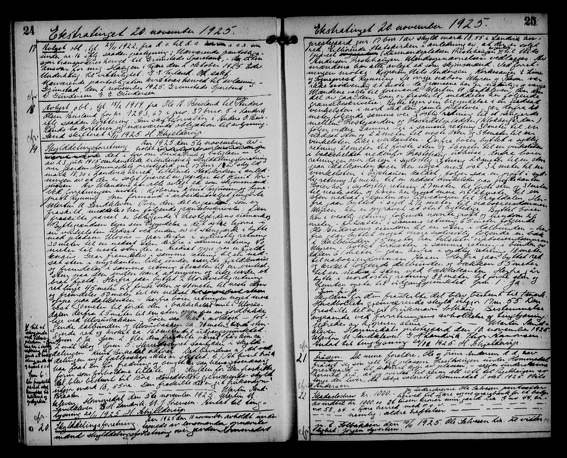 Vestre Nedenes/Sand sorenskriveri, AV/SAK-1221-0010/G/Gb/Gba/L0035: Mortgage book no. 61, 1925-1929, p. 24-25
