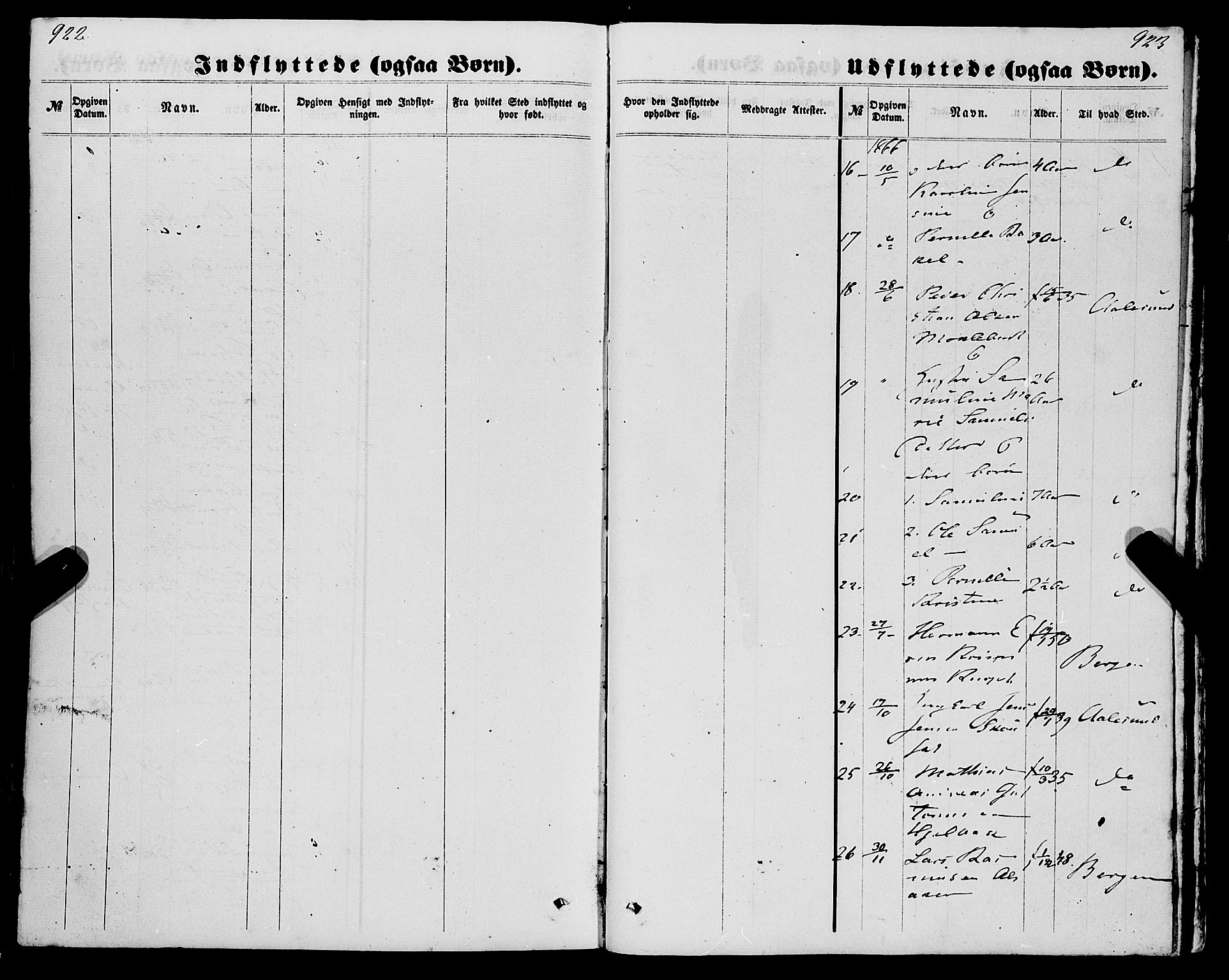 Eid sokneprestembete, AV/SAB-A-82301/H/Haa/Haaa/L0009: Parish register (official) no. A 9, 1861-1868, p. 922-923