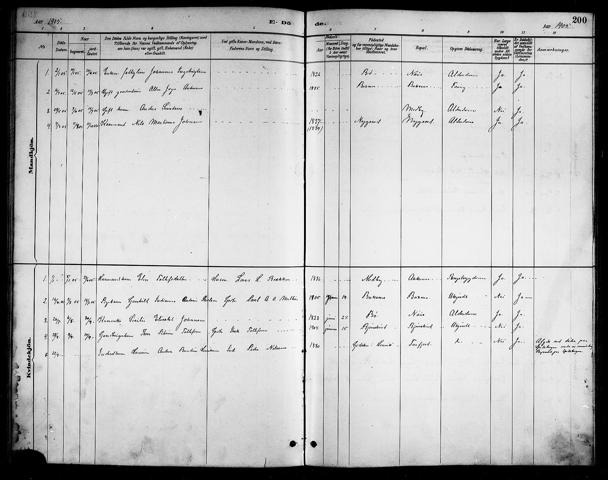 Ministerialprotokoller, klokkerbøker og fødselsregistre - Nordland, AV/SAT-A-1459/898/L1427: Parish register (copy) no. 898C02, 1887-1917, p. 200