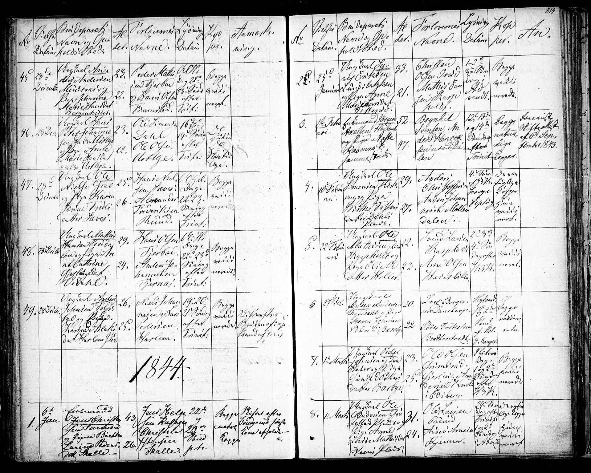 Rakkestad prestekontor Kirkebøker, SAO/A-2008/F/Fa/L0008: Parish register (official) no. I 8, 1842-1849, p. 813-814