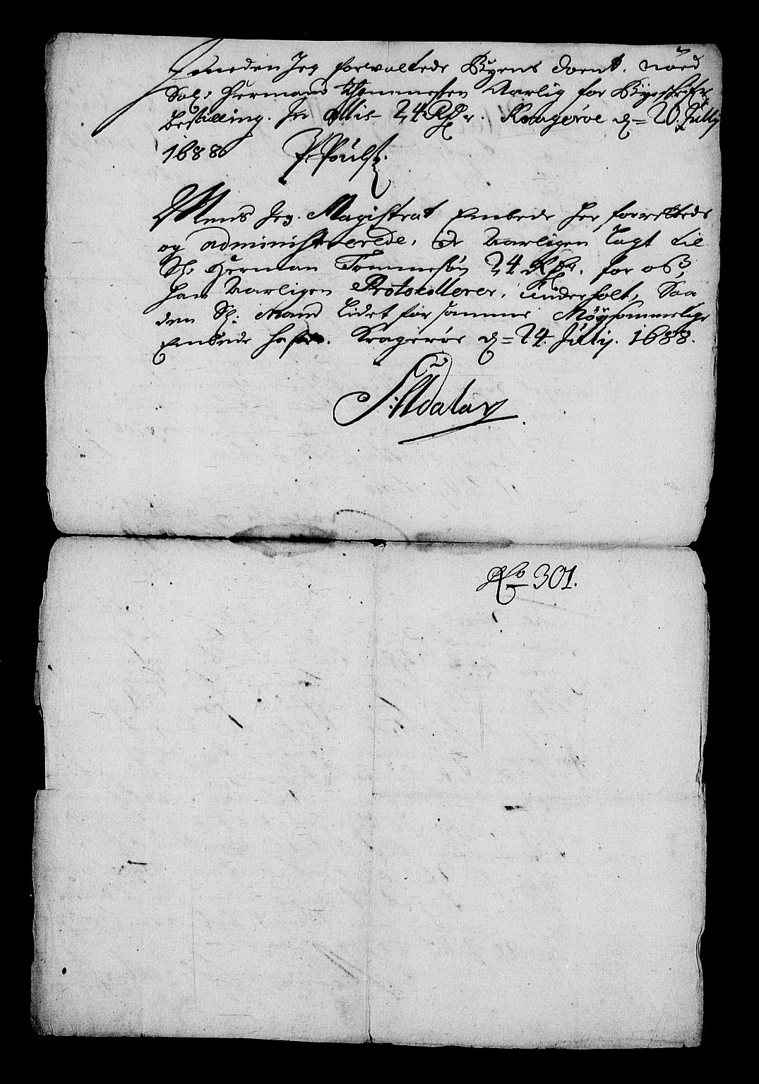 Stattholderembetet 1572-1771, RA/EA-2870/Af/L0004: Avskrifter av vedlegg til originale supplikker, nummerert i samsvar med supplikkbøkene, 1691-1694, p. 288