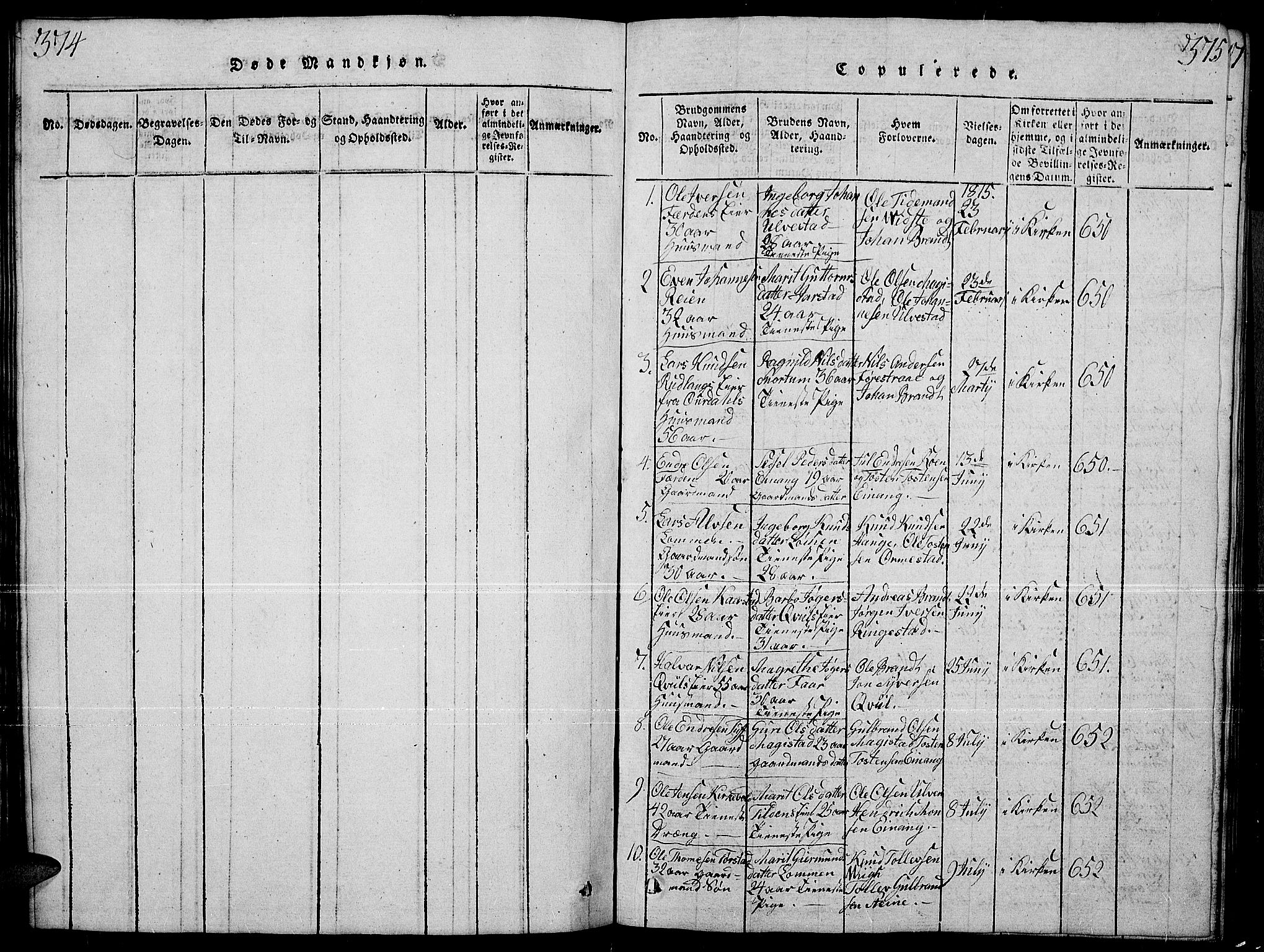 Slidre prestekontor, SAH/PREST-134/H/Ha/Hab/L0001: Parish register (copy) no. 1, 1814-1838, p. 374-375