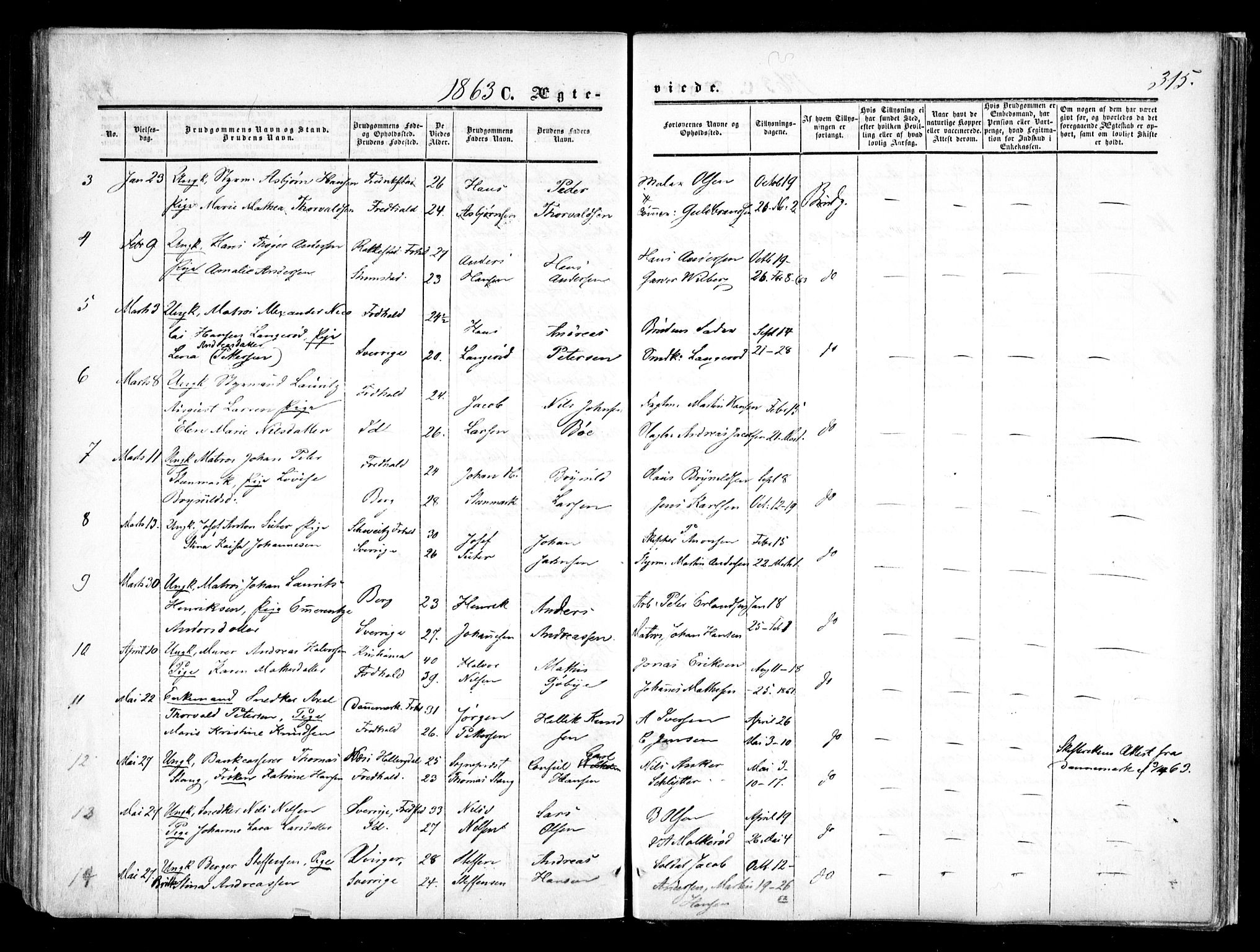 Halden prestekontor Kirkebøker, AV/SAO-A-10909/F/Fa/L0007: Parish register (official) no. I 7, 1857-1865, p. 315