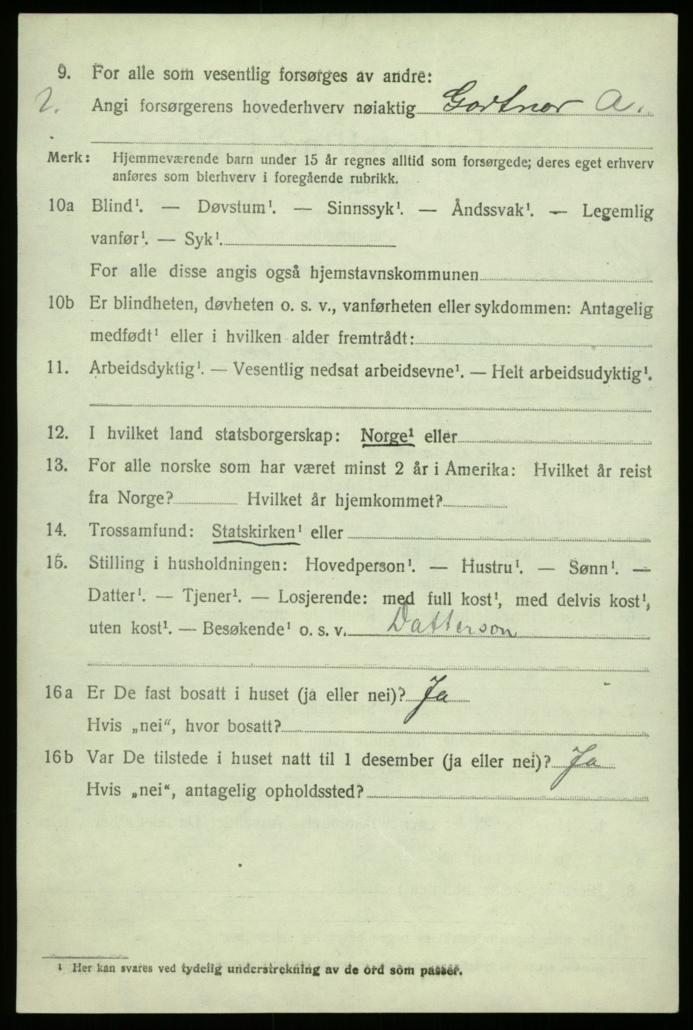 SAB, 1920 census for Sogndal, 1920, p. 8296